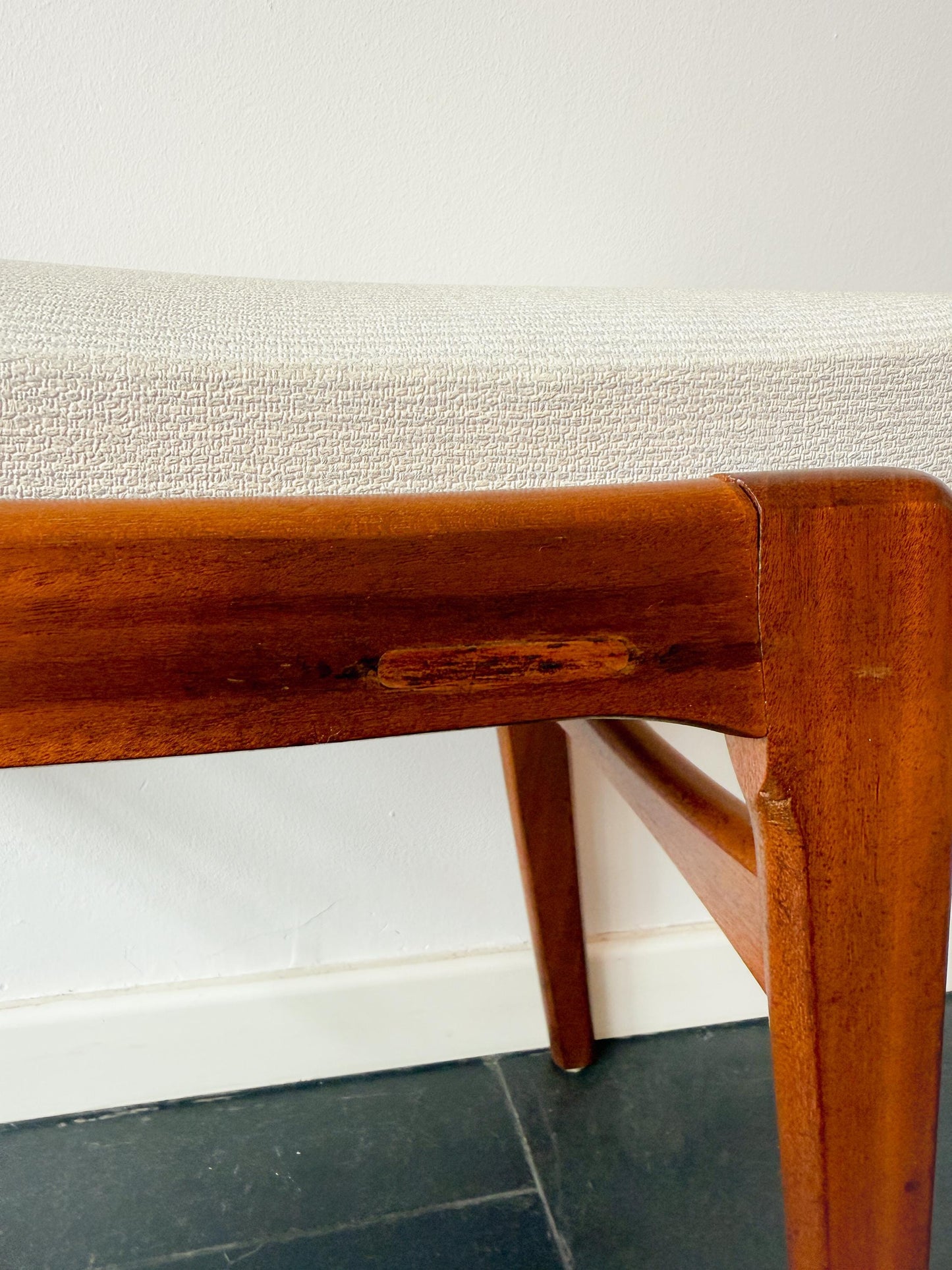 Vintage Mid-Century Teak Footstool | Scandinavian Modern, 1960