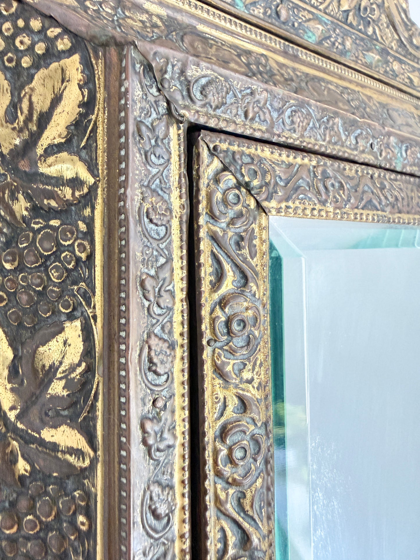Antique Wall Cabinet with Beveled Mirror and Brush | Victorian, late 19th / early 20th Century