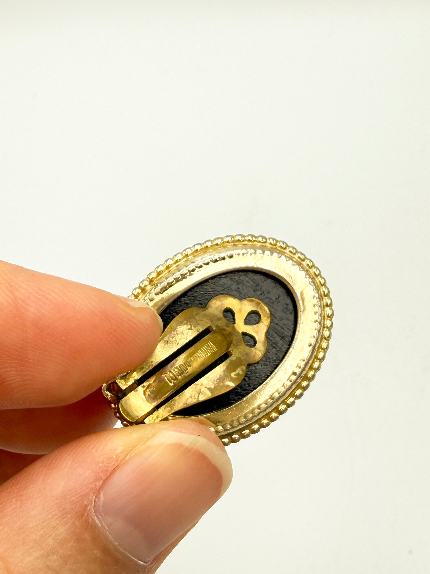 Whiting & Davis Hematite Clip-On Earrings | Vintage Glamour, Mid/Late 20th Century