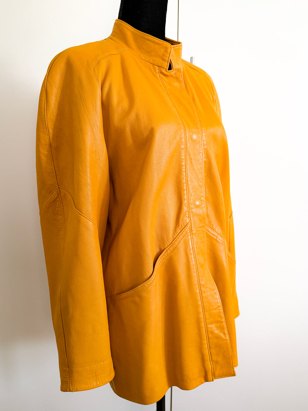 Vintage Ochre Yellow Leather Jacket by Marina | 1980s