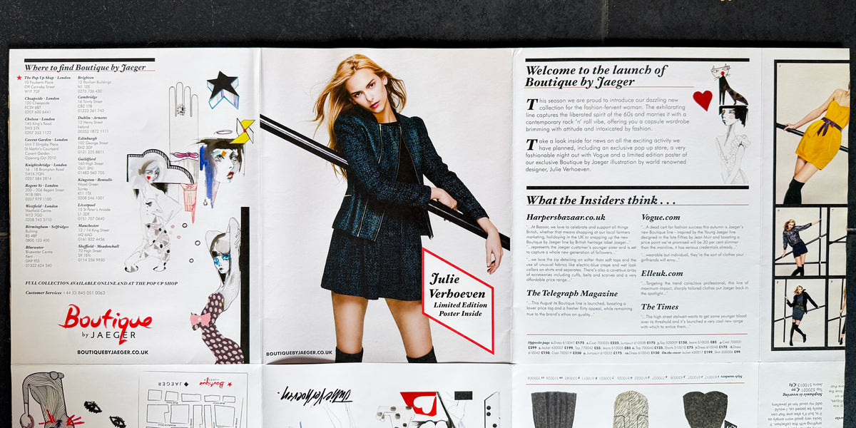 Julie Verhoeven Limited Edition Poster for Boutique by Jaeger | British Fashion Illustration, 2010