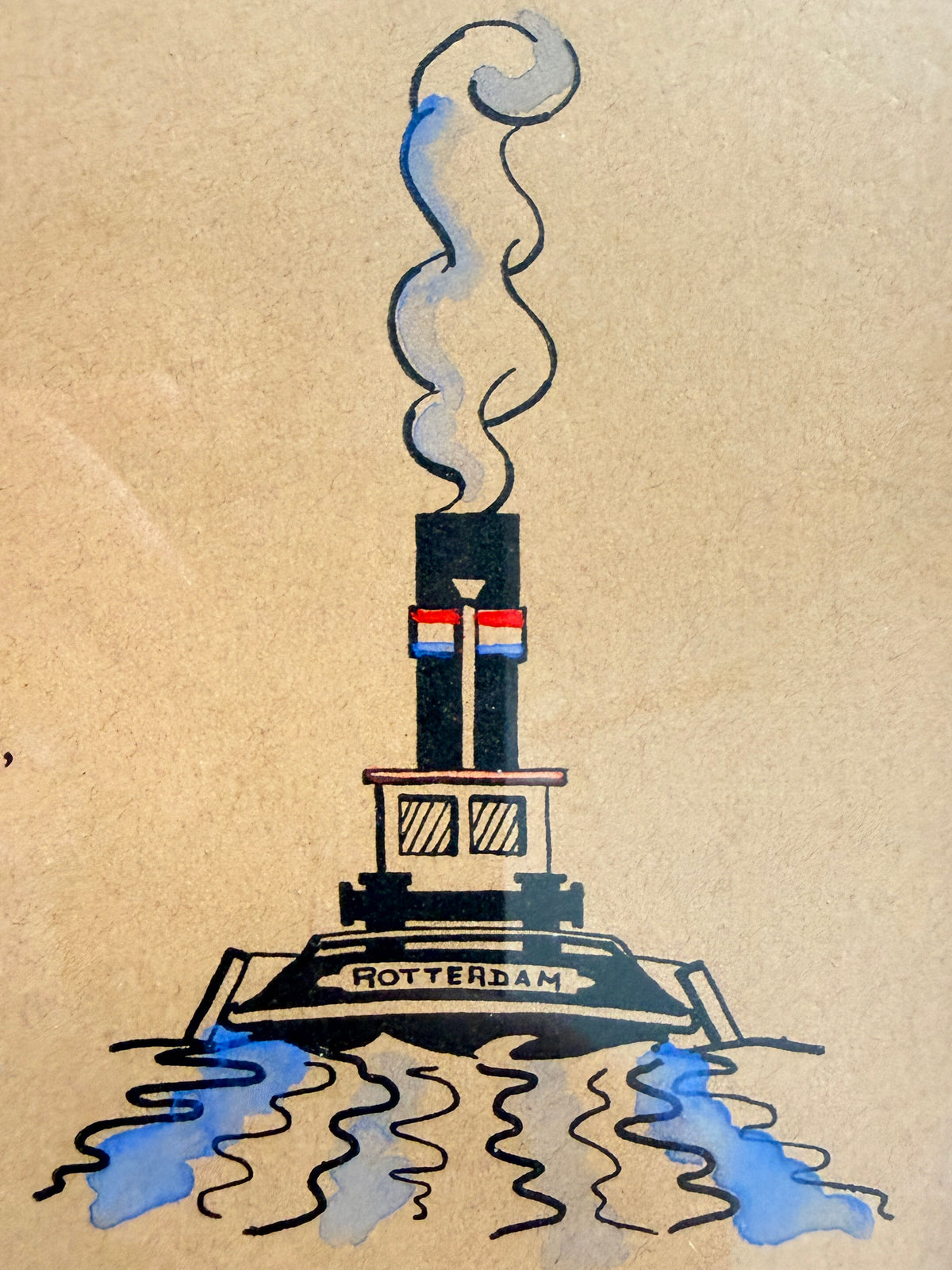 Vintage Framed ‘Rotterdam’ Illustrated Poem Print by Hans Timmer & Jan Prins | Dutch Vintage Graphic Art, 1970s