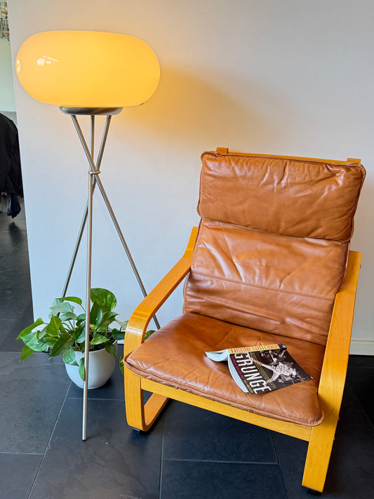 Vintage IKEA Poäng Armchair in Cognac Leather by Noboru Nakamura | Scandinavian Modern, late 20th Century