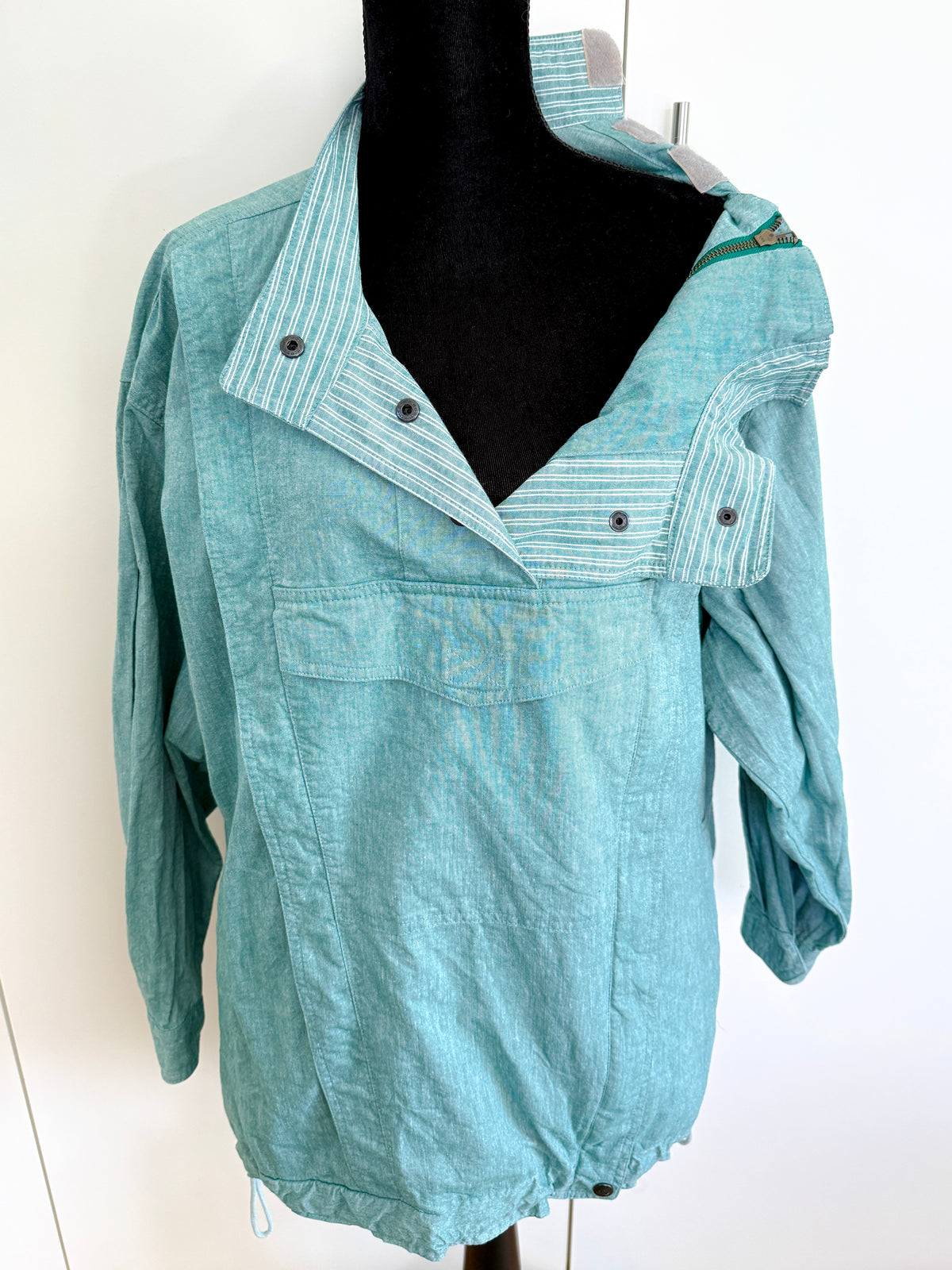 Vintage McGregor Sea Green Cotton Unisex Jacket with Asymmetric Zip | Vintage Sportswear, 1980/90s