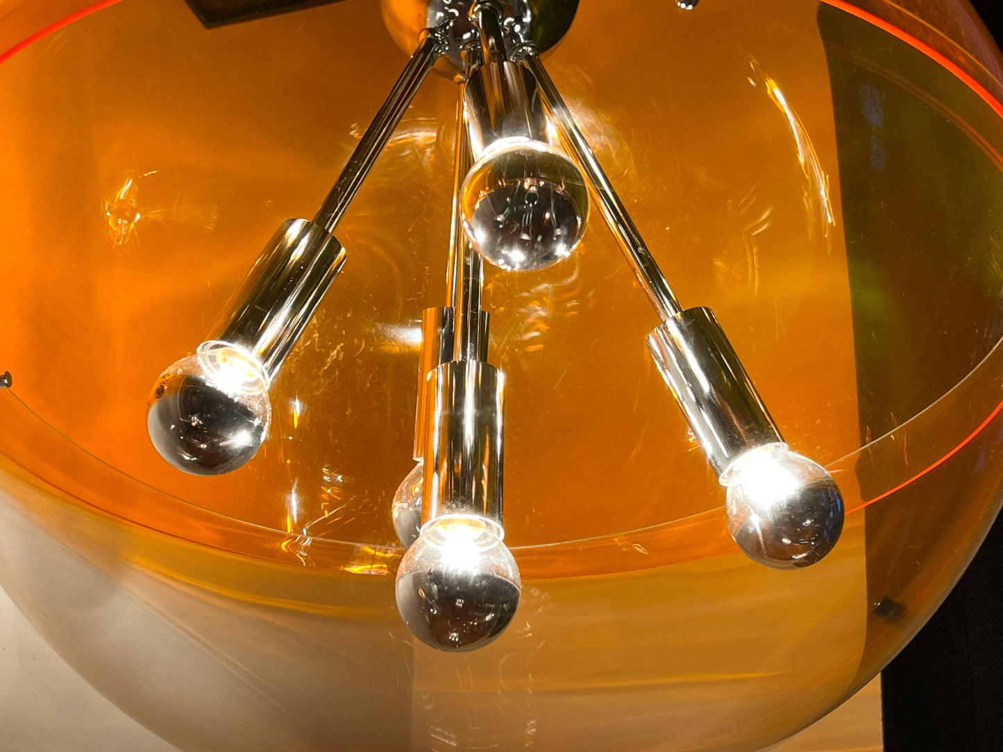 Vintage XL Sphere Pendant Lamp Attributed to RAAK Amsterdam | Mid-Century Space Age, 1970s