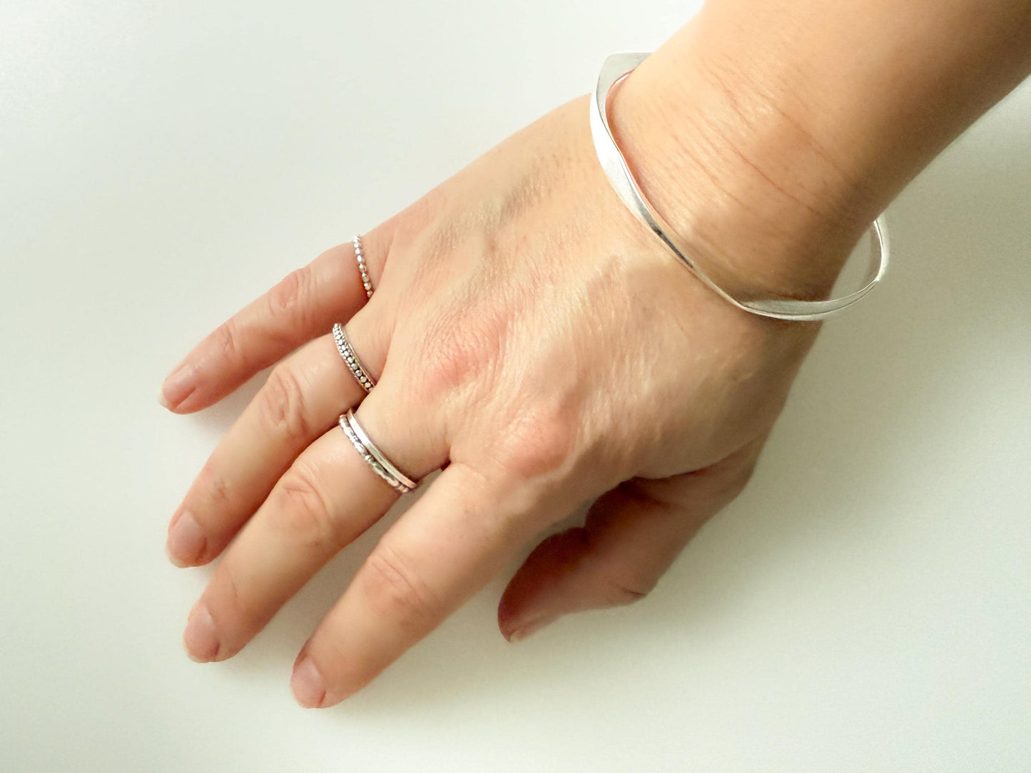 Vintage 800 Silver Bangle with PMD Mark | Scandinavian Modernist Style, Mid-Century