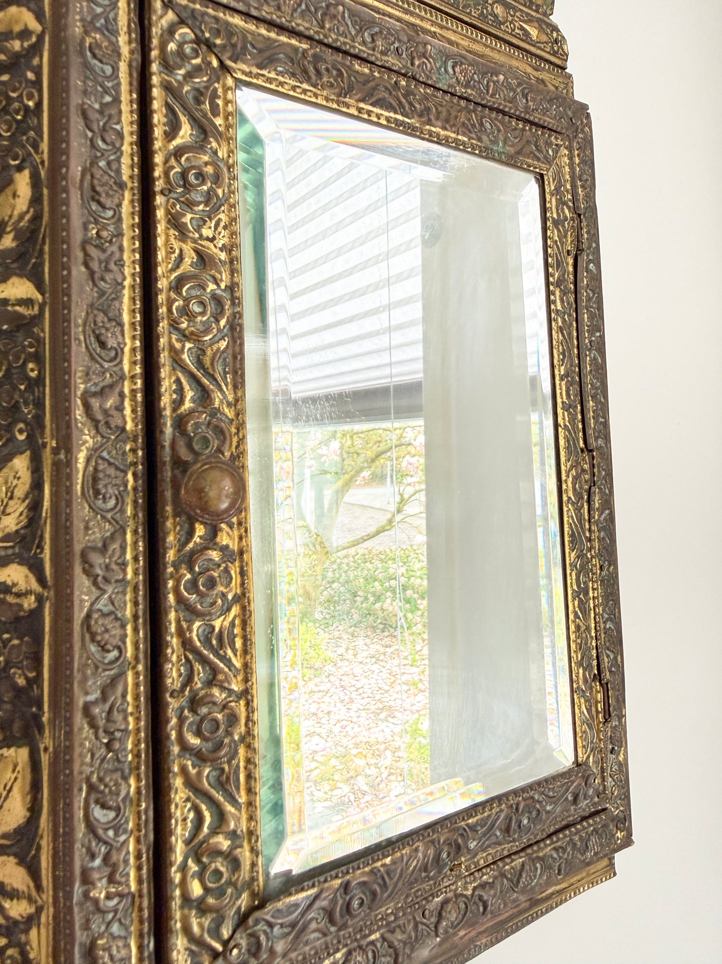 Antique Wall Cabinet with Beveled Mirror and Brush | Victorian, late 19th / early 20th Century