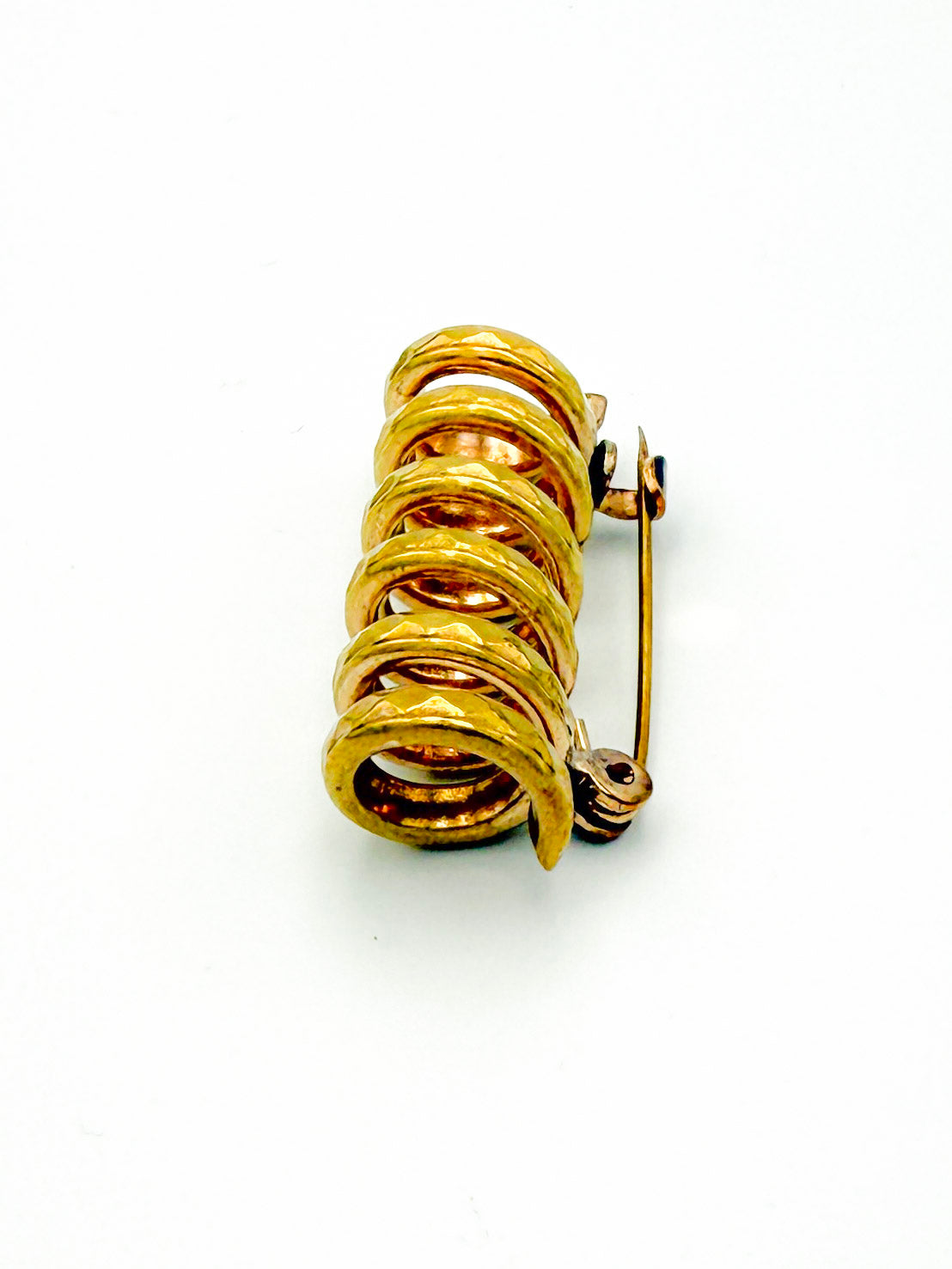 Vintage Hammered Spiral Coil Brooch | Mid-Century Modern, Mid-20th Century