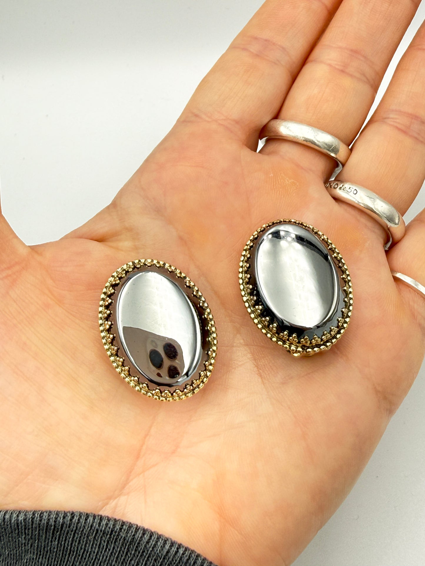 Whiting & Davis Hematite Clip-On Earrings | Vintage Glamour, Mid/Late 20th Century