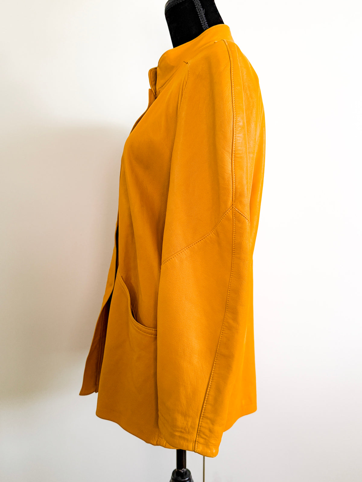 Vintage Ochre Yellow Leather Jacket by Marina | 1980s