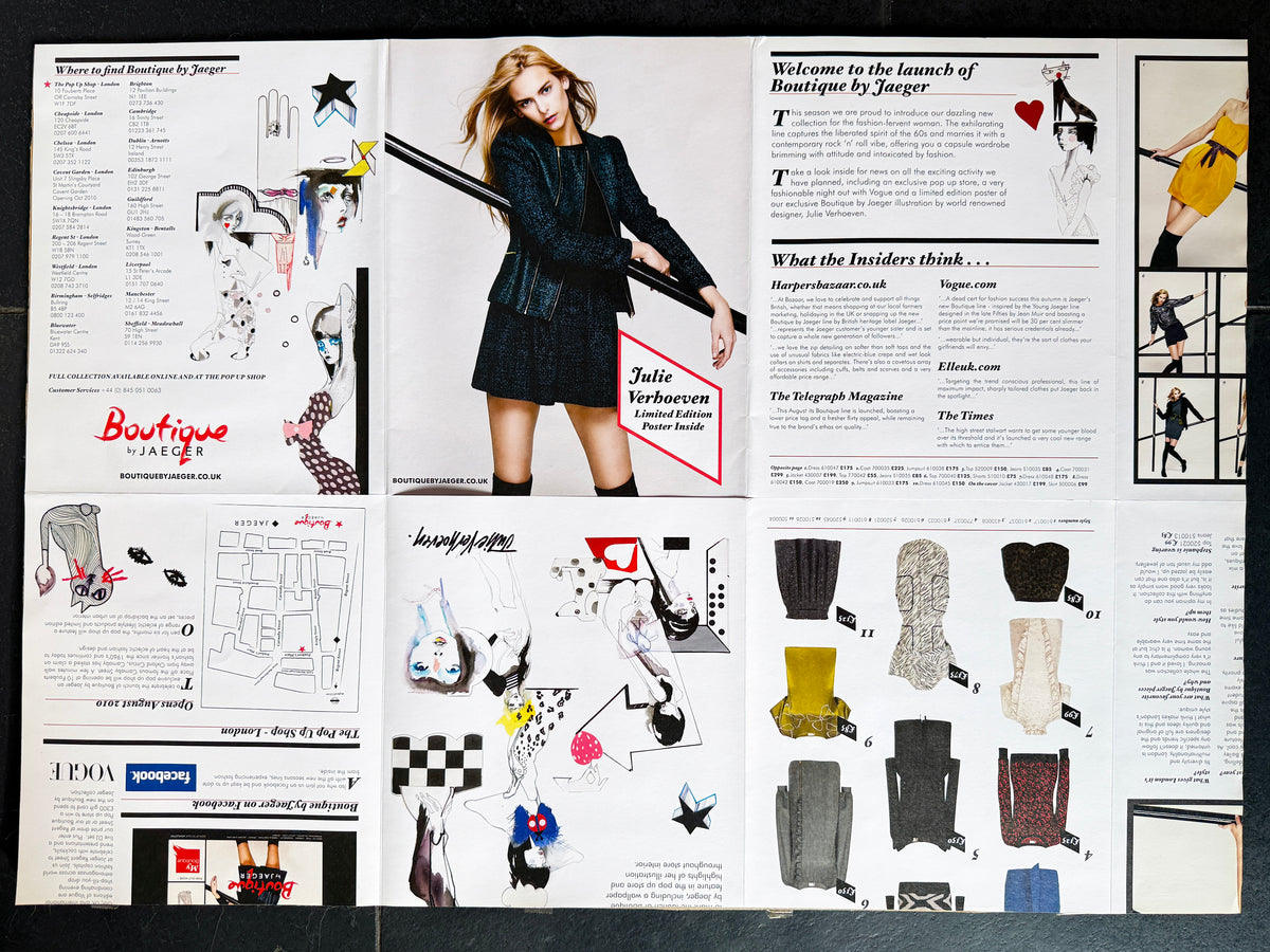 Julie Verhoeven Limited Edition Poster for Boutique by Jaeger | British Fashion Illustration, 2010