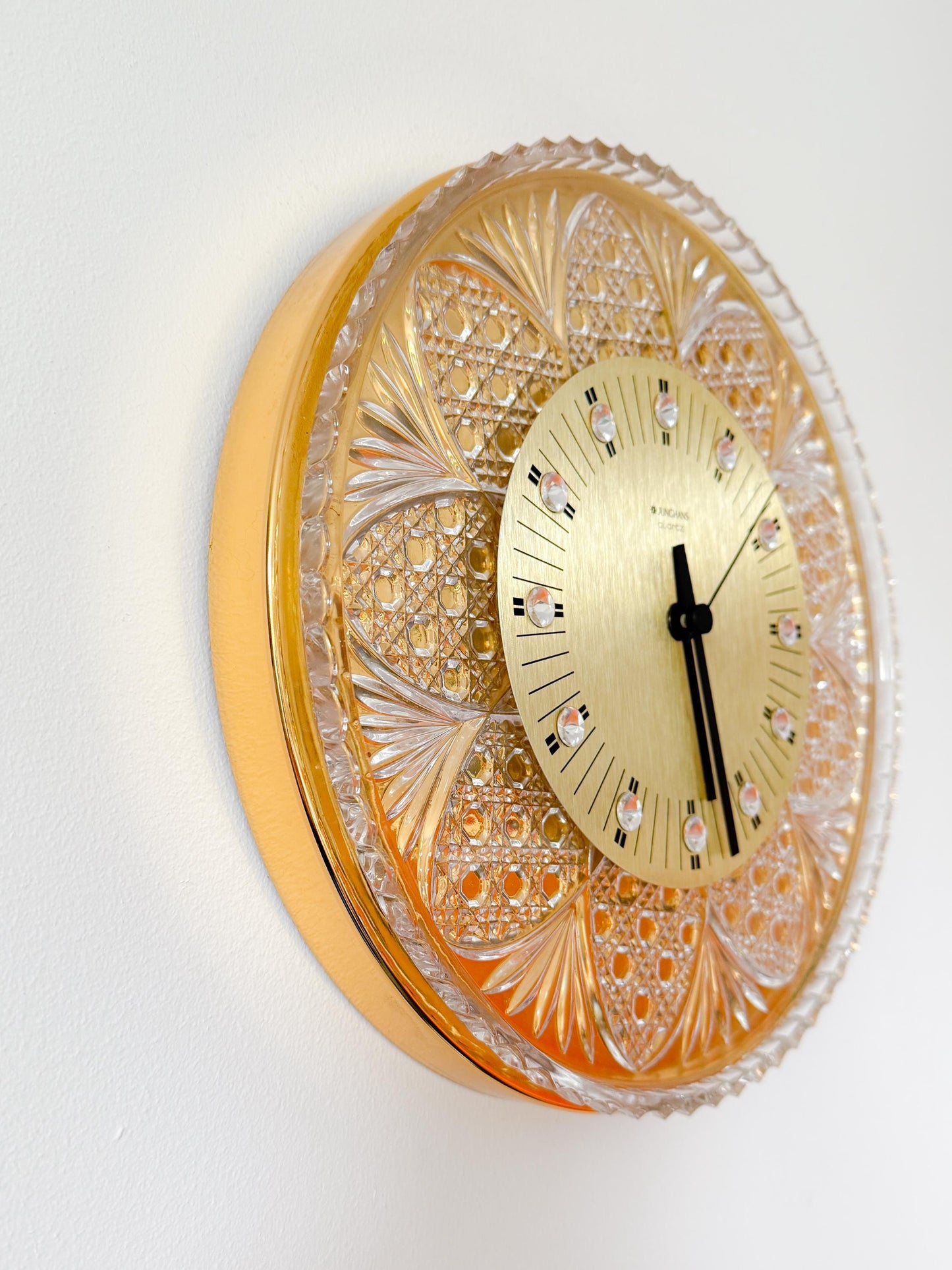 Junghans & Joska Waldglashütte 24 KT Gold Plated Wall Clock | Mid-Century Modern, 1960-70s