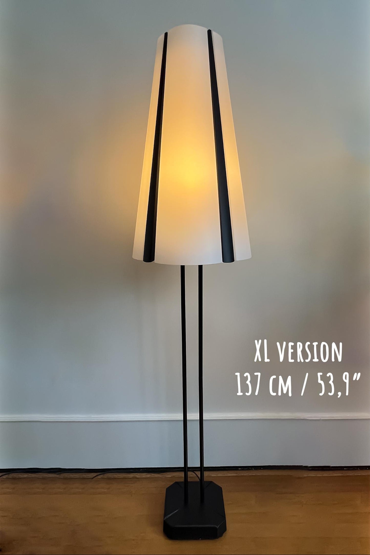 Postmodern Scandinavian vintage IKEA Vistofta XL floor lamp by Gunner Jensen, metal and plastic floor lamp.