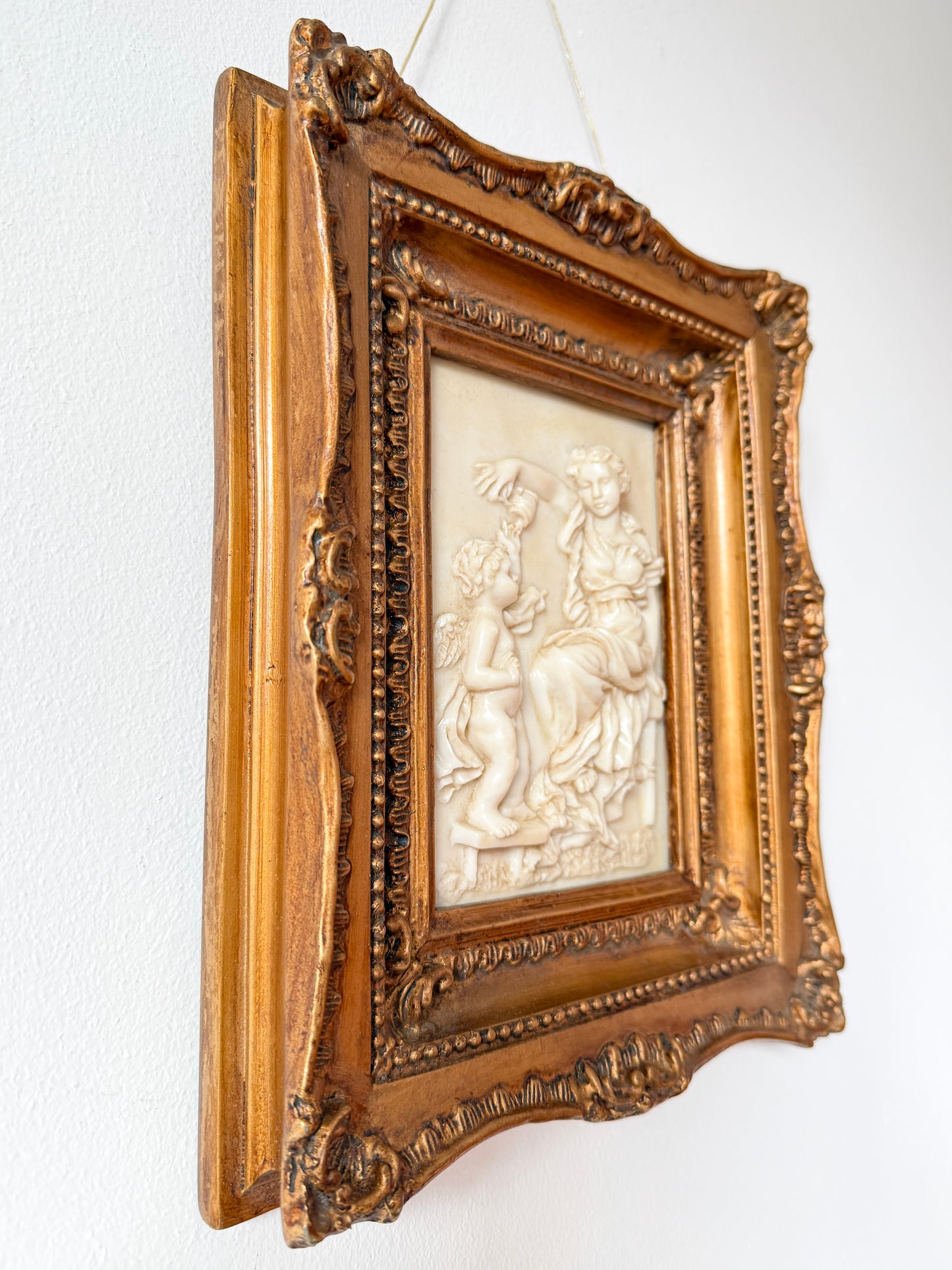 Vintage Framed Classical Figural Relief Wall Plaque | Rococo Revival, Mid–late 20th century
