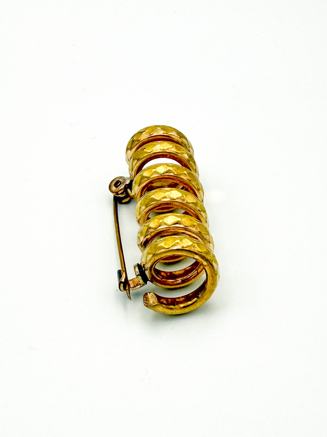 Vintage Hammered Spiral Coil Brooch | Mid-Century Modern, Mid-20th Century