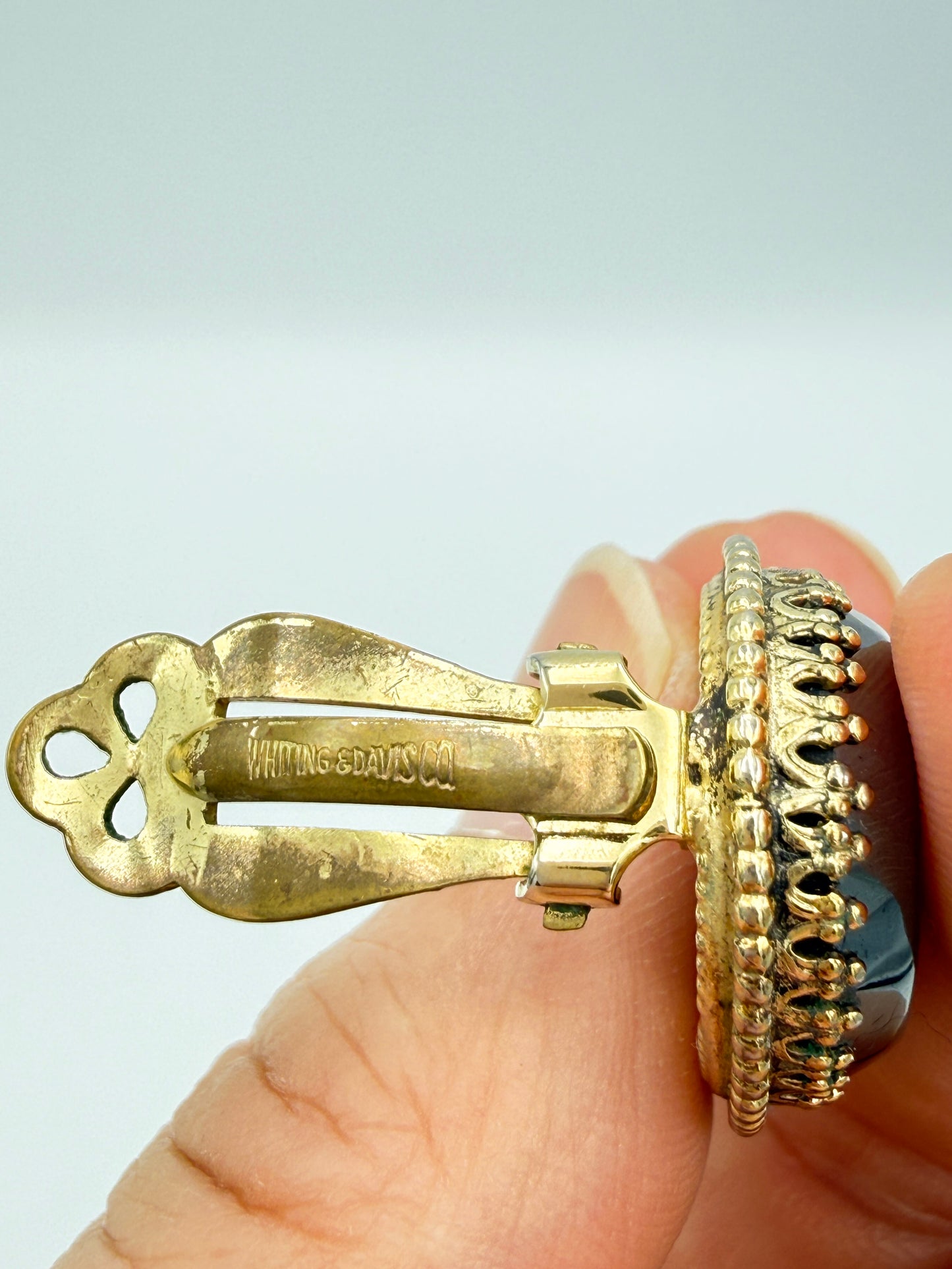 Whiting & Davis Hematite Clip-On Earrings | Vintage Glamour, Mid/Late 20th Century