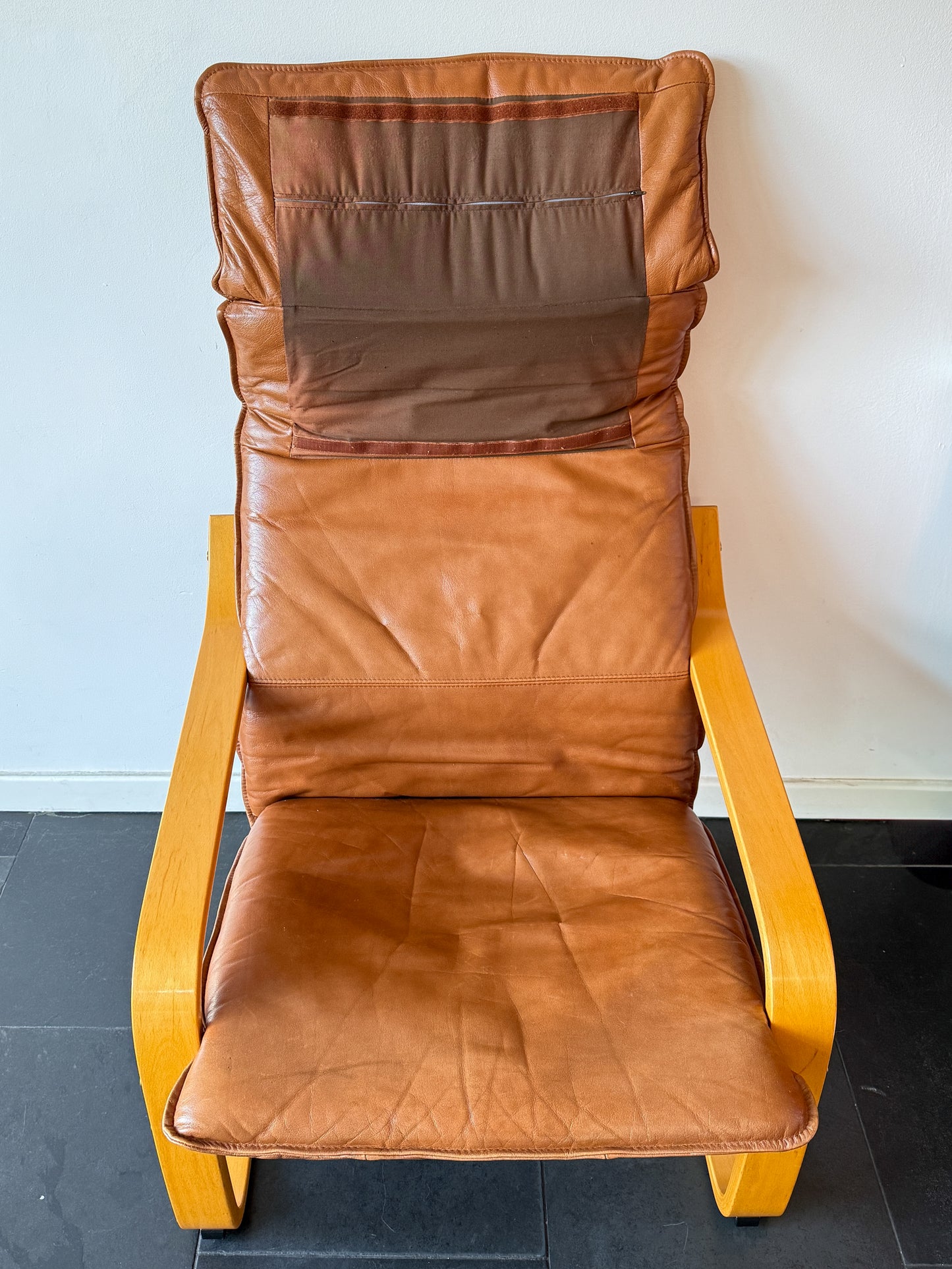 Vintage IKEA Poäng Armchair in Cognac Leather by Noboru Nakamura | Scandinavian Modern, late 20th Century