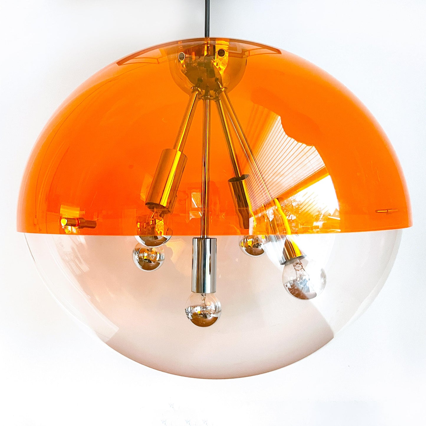Vintage XL Sphere Pendant Lamp Attributed to RAAK Amsterdam | Mid-Century Space Age, 1970s