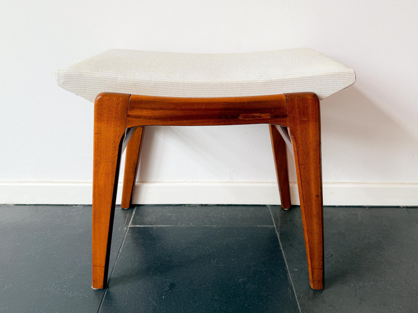 Vintage Mid-Century Teak Footstool | Scandinavian Modern, 1960