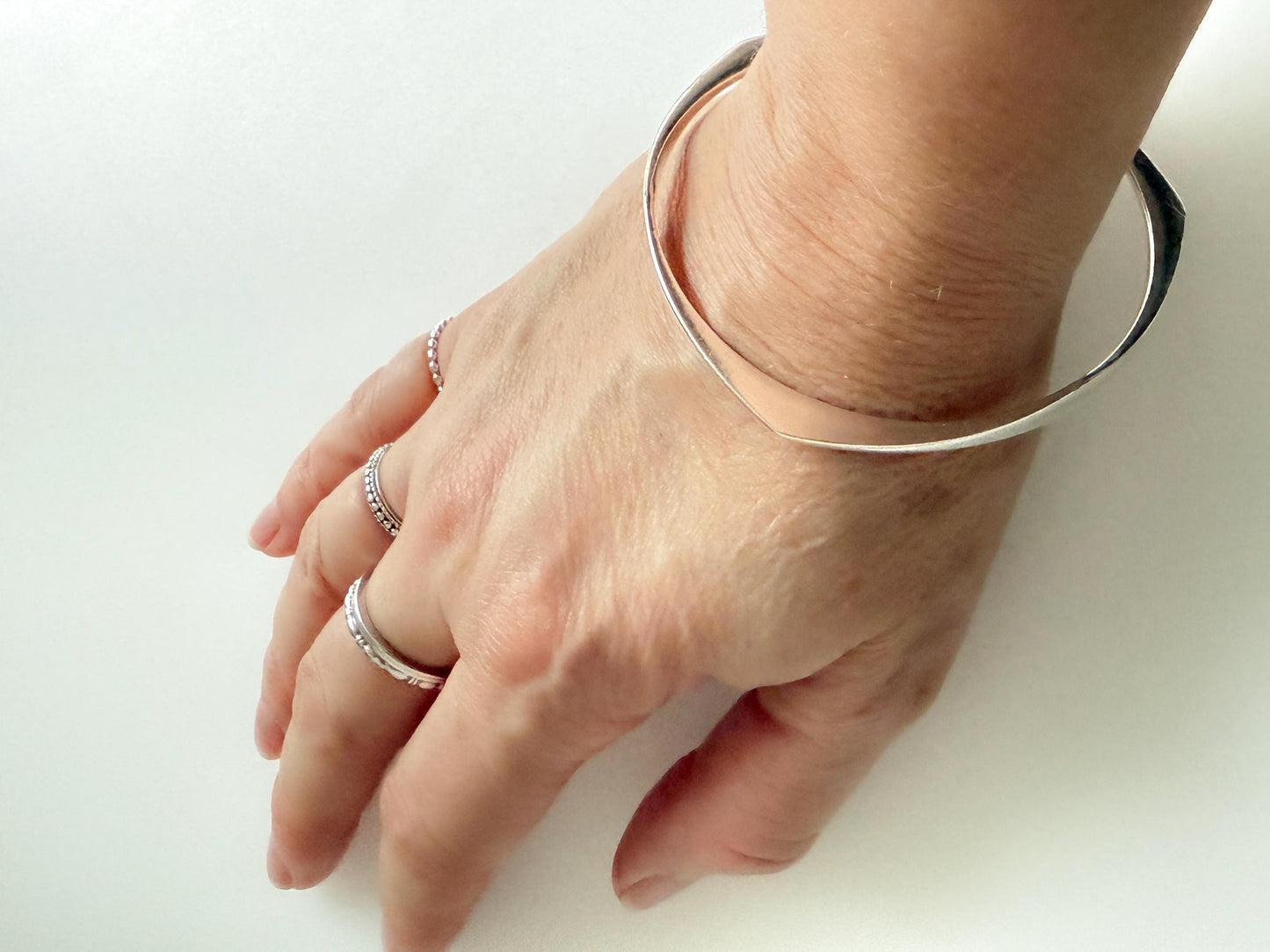 Vintage 800 Silver Bangle with PMD Mark | Scandinavian Modernist Style, Mid-Century