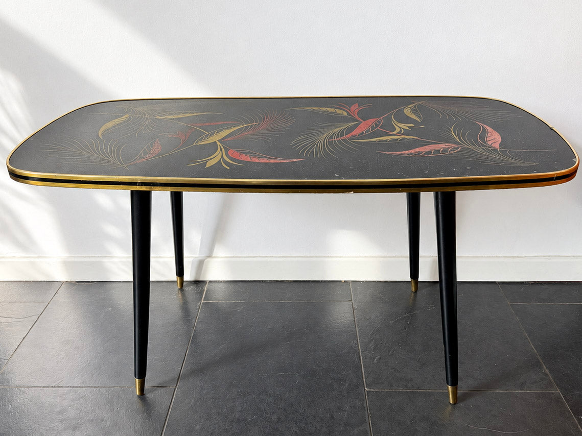 Vintage Rectangular Formica Coffee Table with Botanical Motif | Mid-Century Modern, 1960/70s