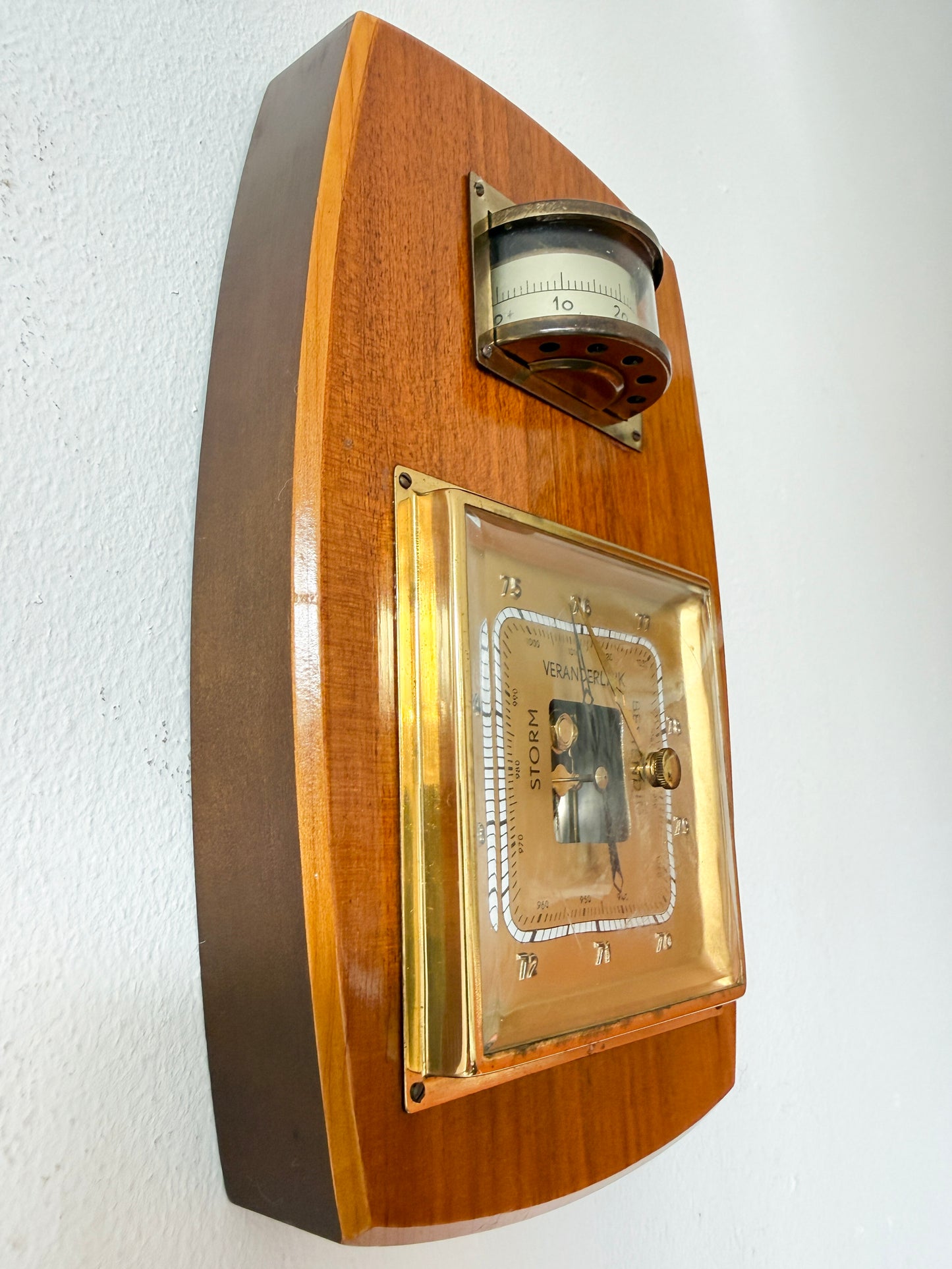 Vintage Wall Barometer with Thermometer | Mid-Century Modern, Mid-20th century