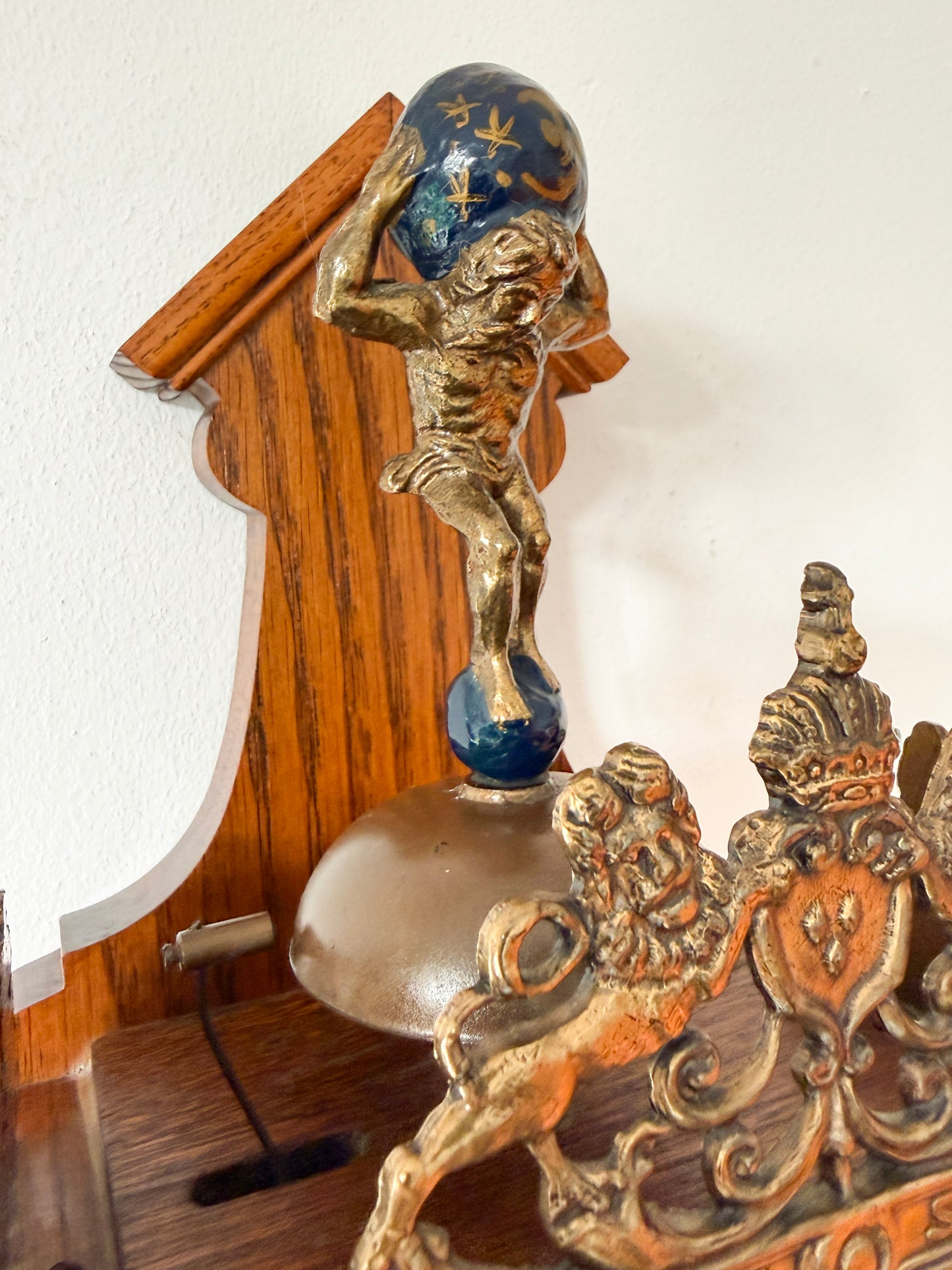 Vintage Warmink Zaanse Wall Clock with Atlas Pediment | Dutch Baroque Revival, Mid-Century
