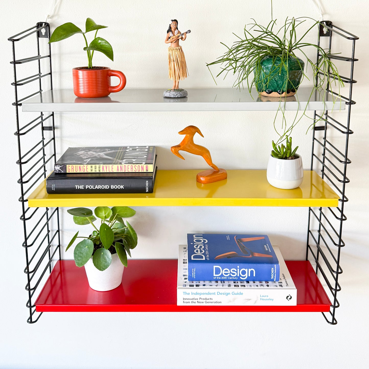 Vintage Tomado Wall Rack in Red, Yellow and Grey by Adriaan Dekker | Mid-Century Modern, 1970s