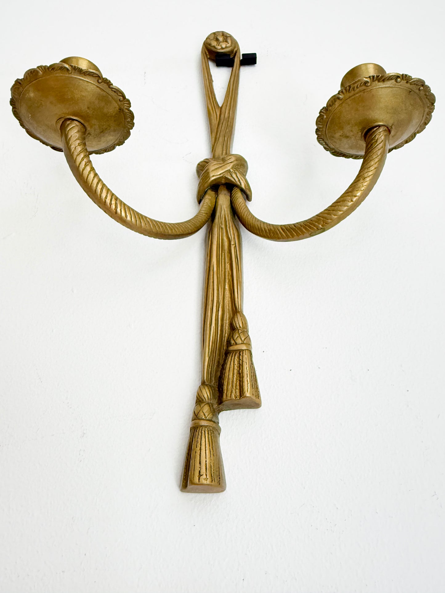 Vintage Brass Double Wall Candle Sconce | Neoclassical Style, Mid-20th Century