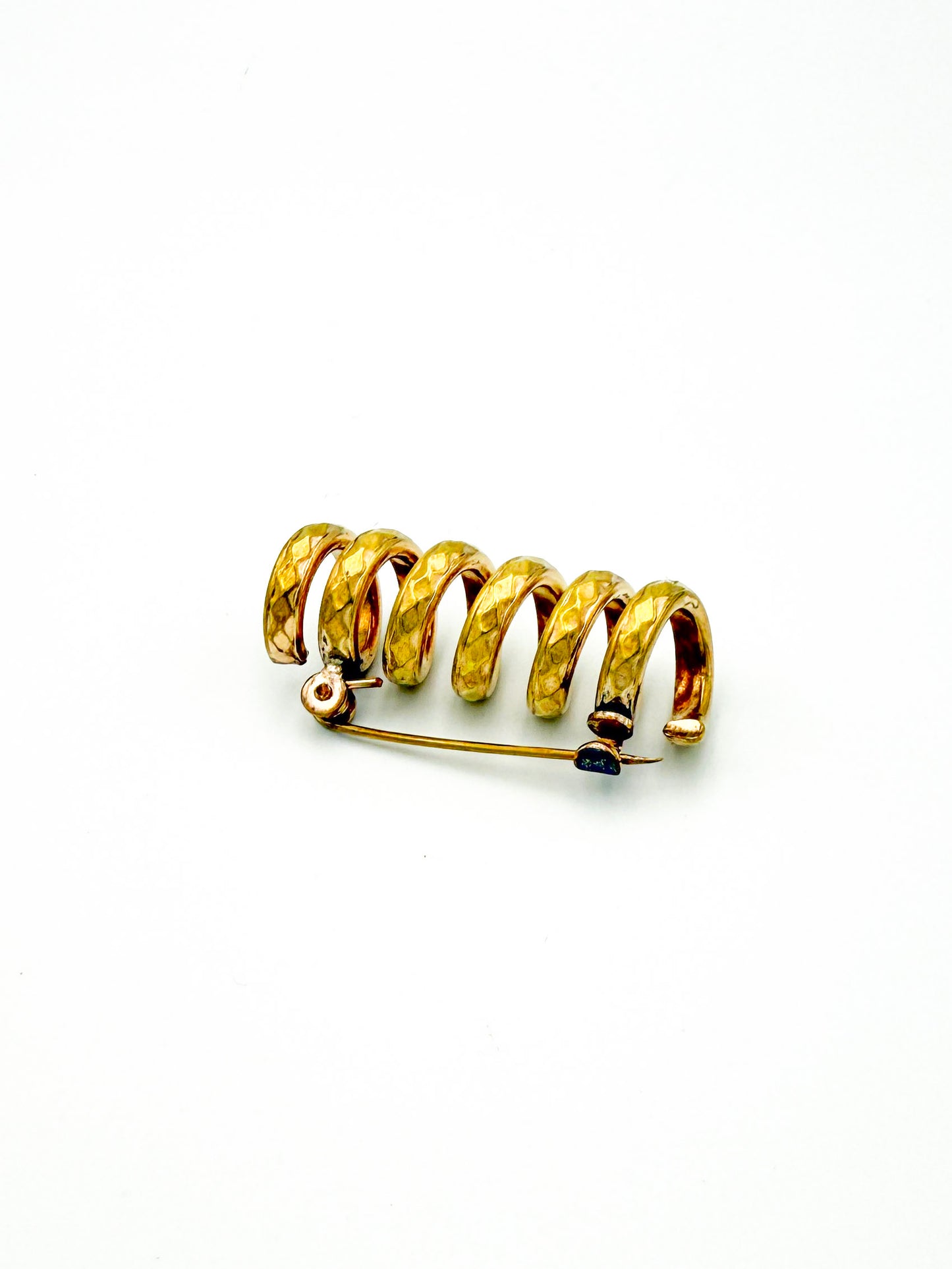 Vintage Hammered Spiral Coil Brooch | Mid-Century Modern, Mid-20th Century