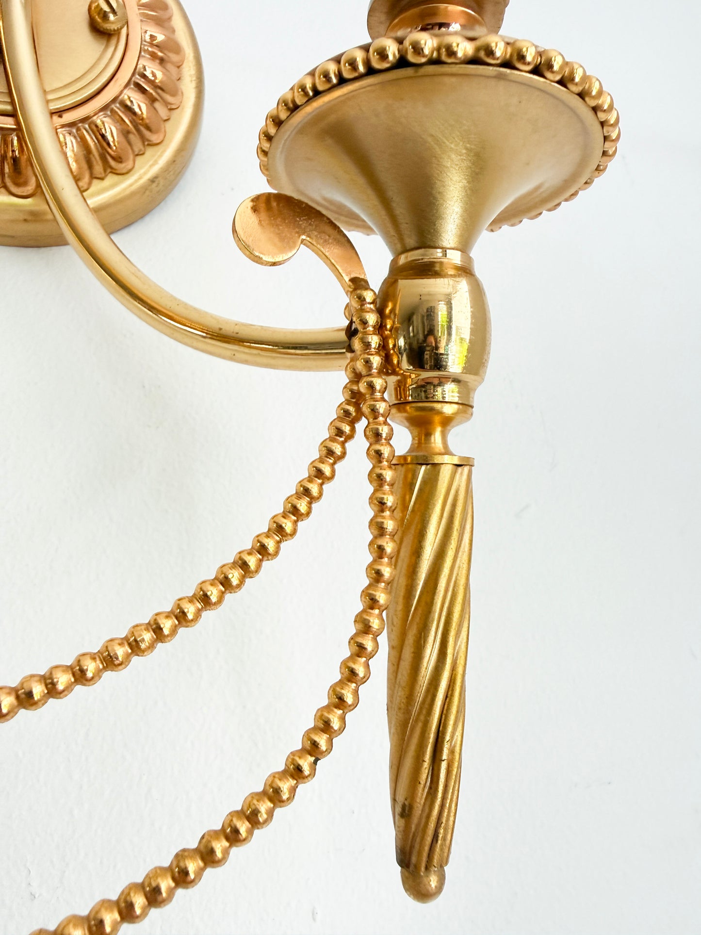 Vintage Pair of Gaetano Sciolari Double Wall Sconces in Gilt Brass | Hollywood Regency, 1960/70s