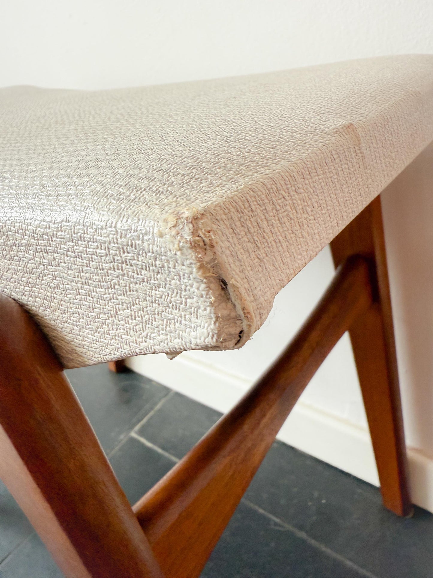 Vintage Mid-Century Teak Footstool | Scandinavian Modern, 1960