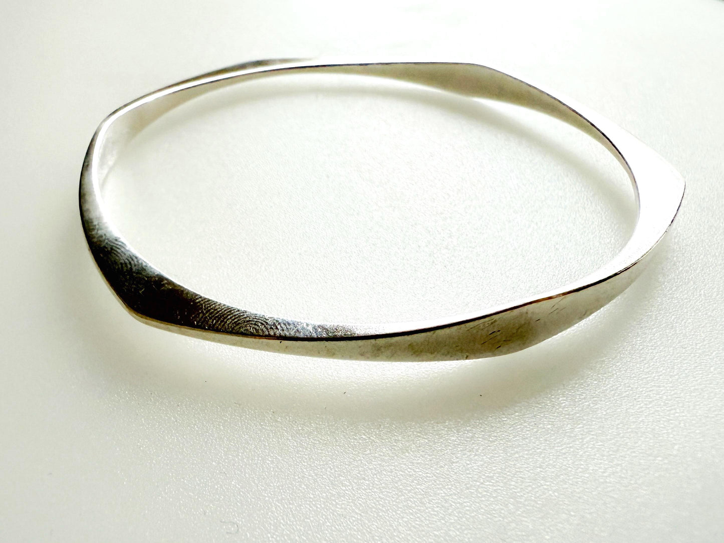 Vintage 800 Silver Bangle with PMD Mark | Scandinavian Modernist Style, Mid-Century
