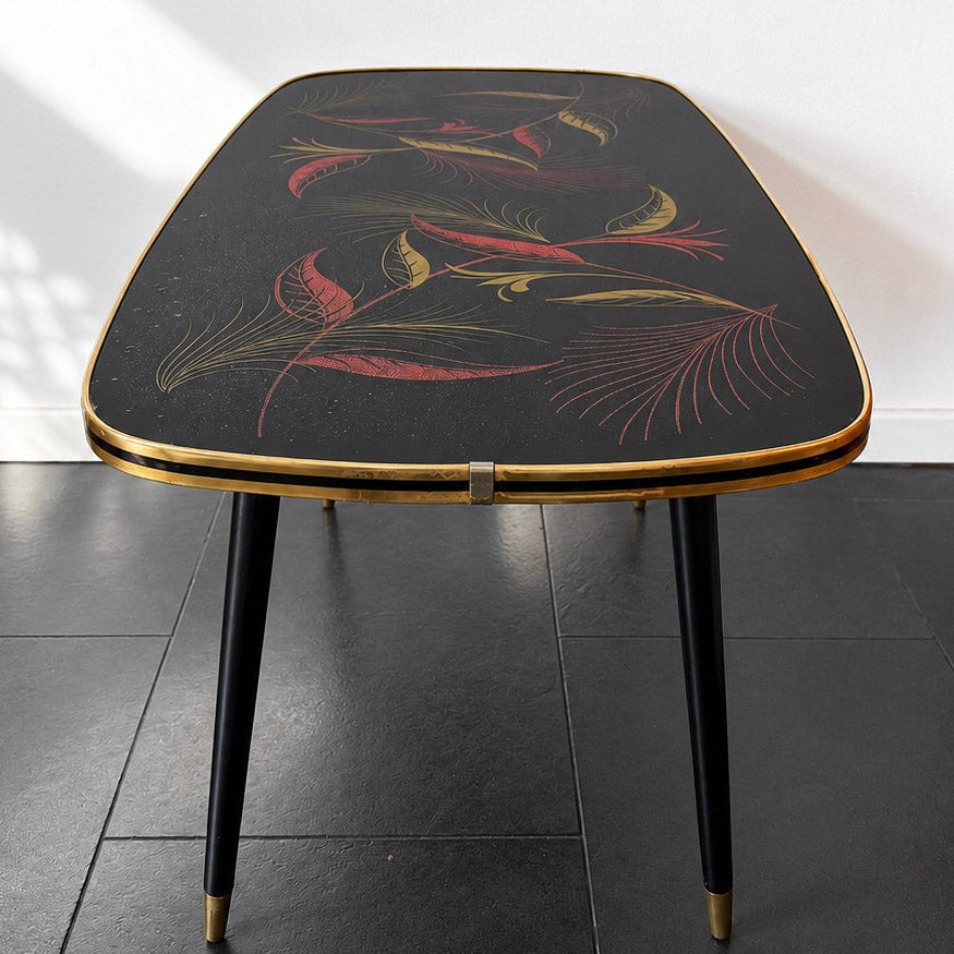 Vintage Rectangular Formica Coffee Table with Botanical Motif | Mid-Century Modern, 1960/70s