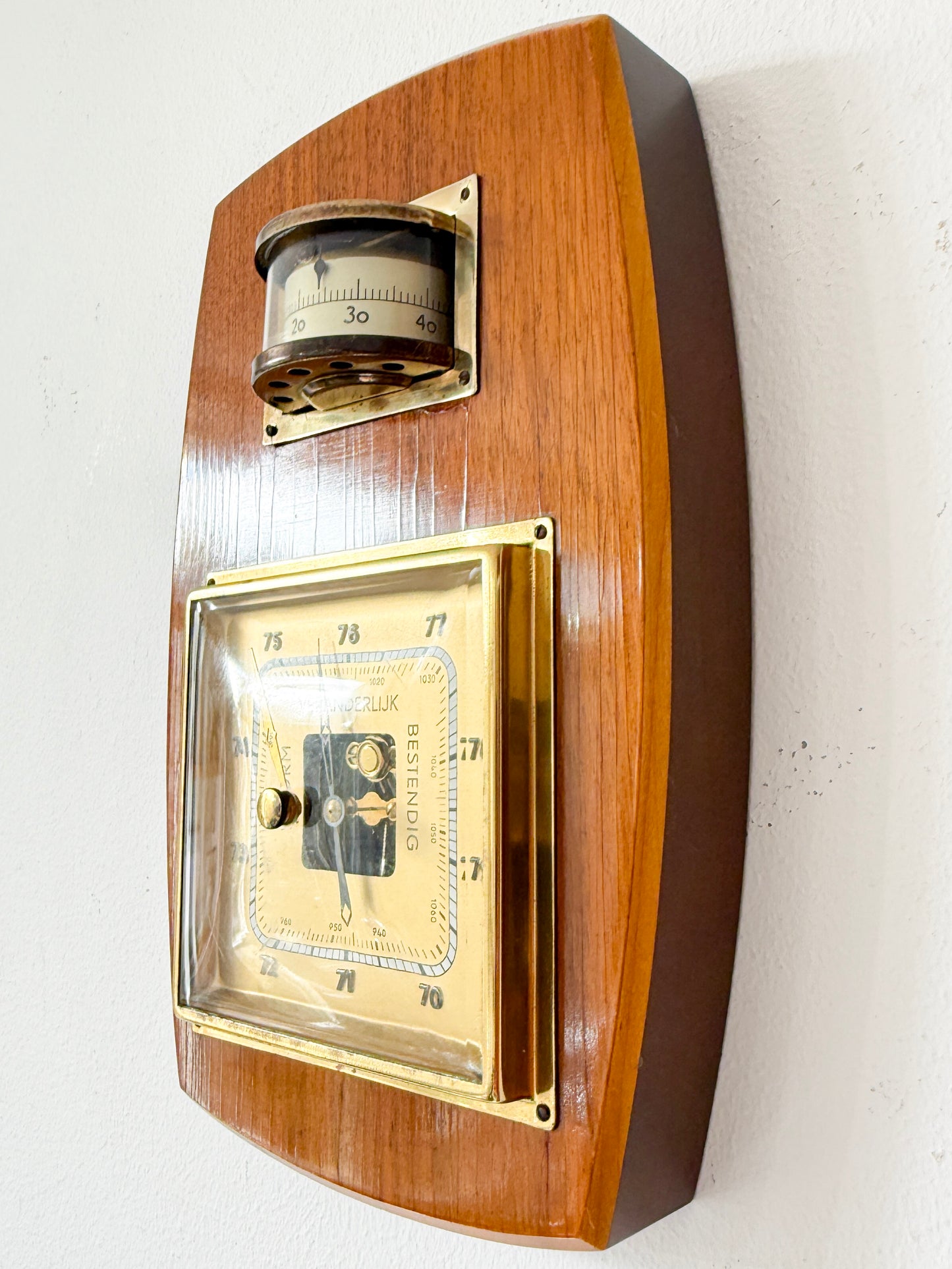 Vintage Wall Barometer with Thermometer | Mid-Century Modern, Mid-20th century