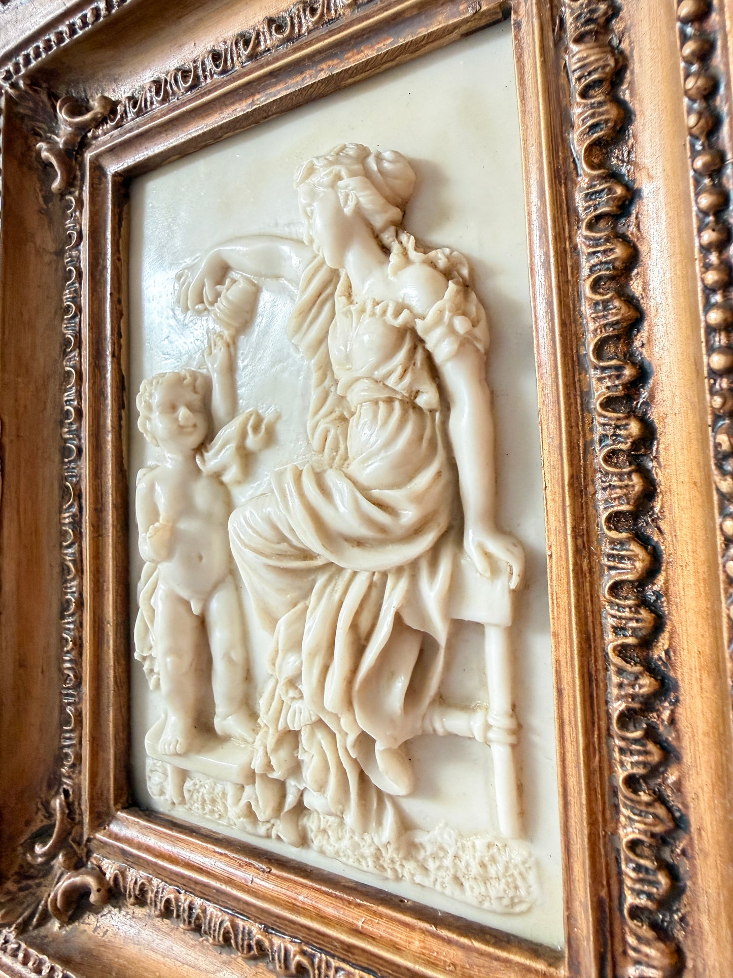 Vintage Framed Classical Figural Relief Wall Plaque | Rococo Revival, Mid–late 20th century