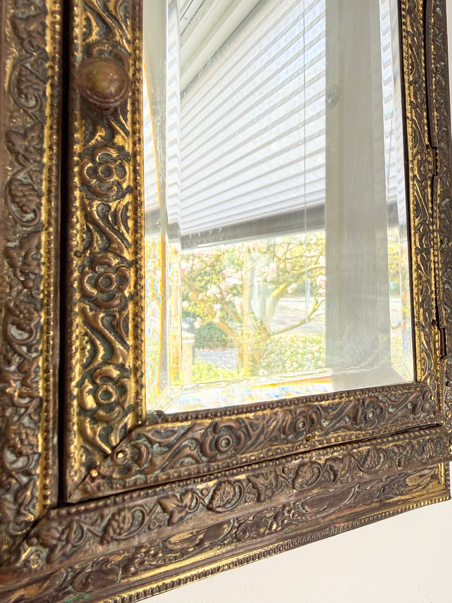 Antique Wall Cabinet with Beveled Mirror and Brush | Victorian, late 19th / early 20th Century