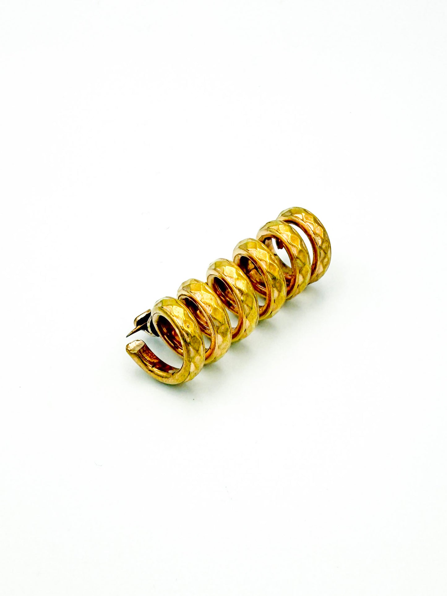 Vintage Hammered Spiral Coil Brooch | Mid-Century Modern, Mid-20th Century