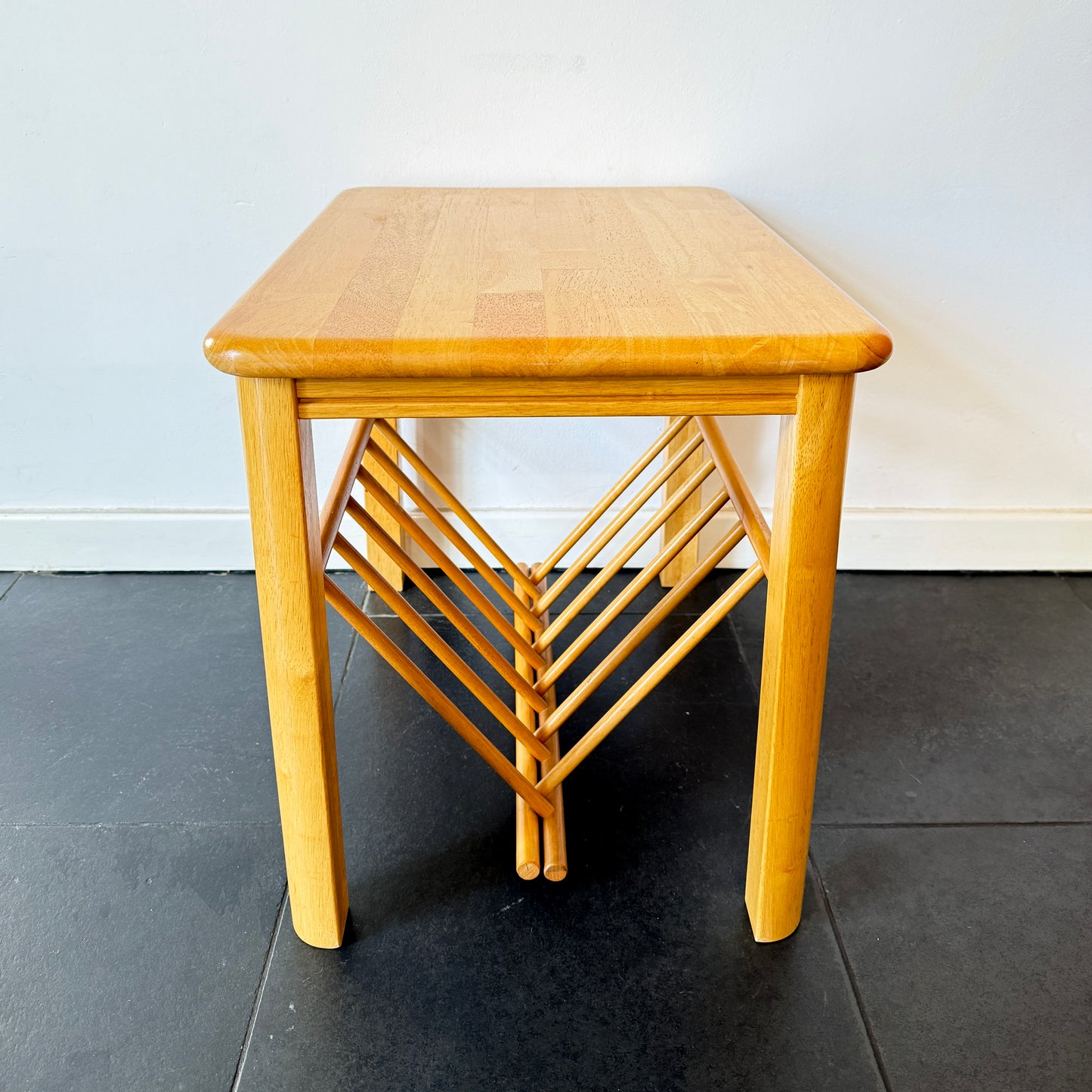 Vintage Wooden Side Table with Magazine Rack | Mid-Century Modern, Late 20th Century