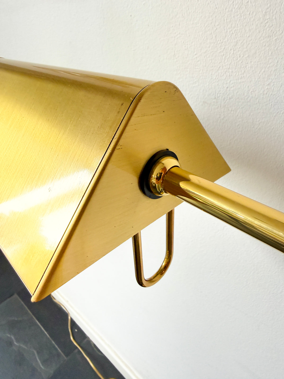 Vintage Dijkstra Brass Floor Lamp with Adjustable Height and Swing Arm | Mid-Century Modern, 1970s