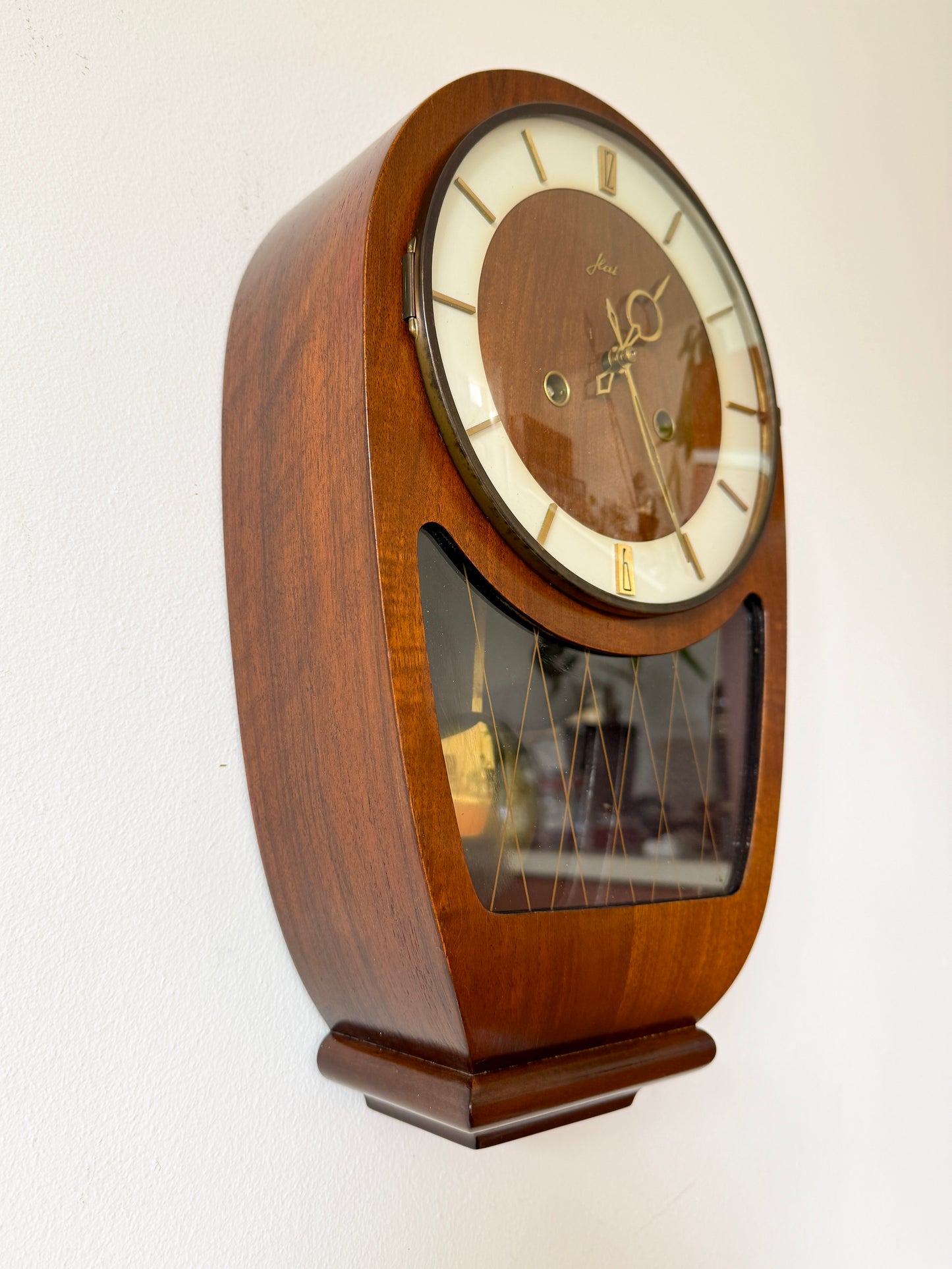 Vintage Haid Wall Clock with Hermle Movement | Mid-Century Modern, 1950s
