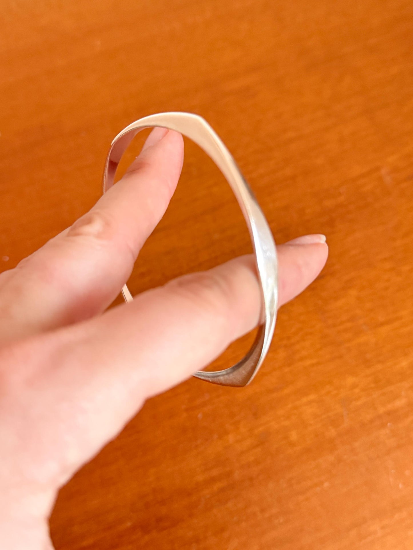 Vintage 800 Silver Bangle with PMD Mark | Scandinavian Modernist Style, Mid-Century