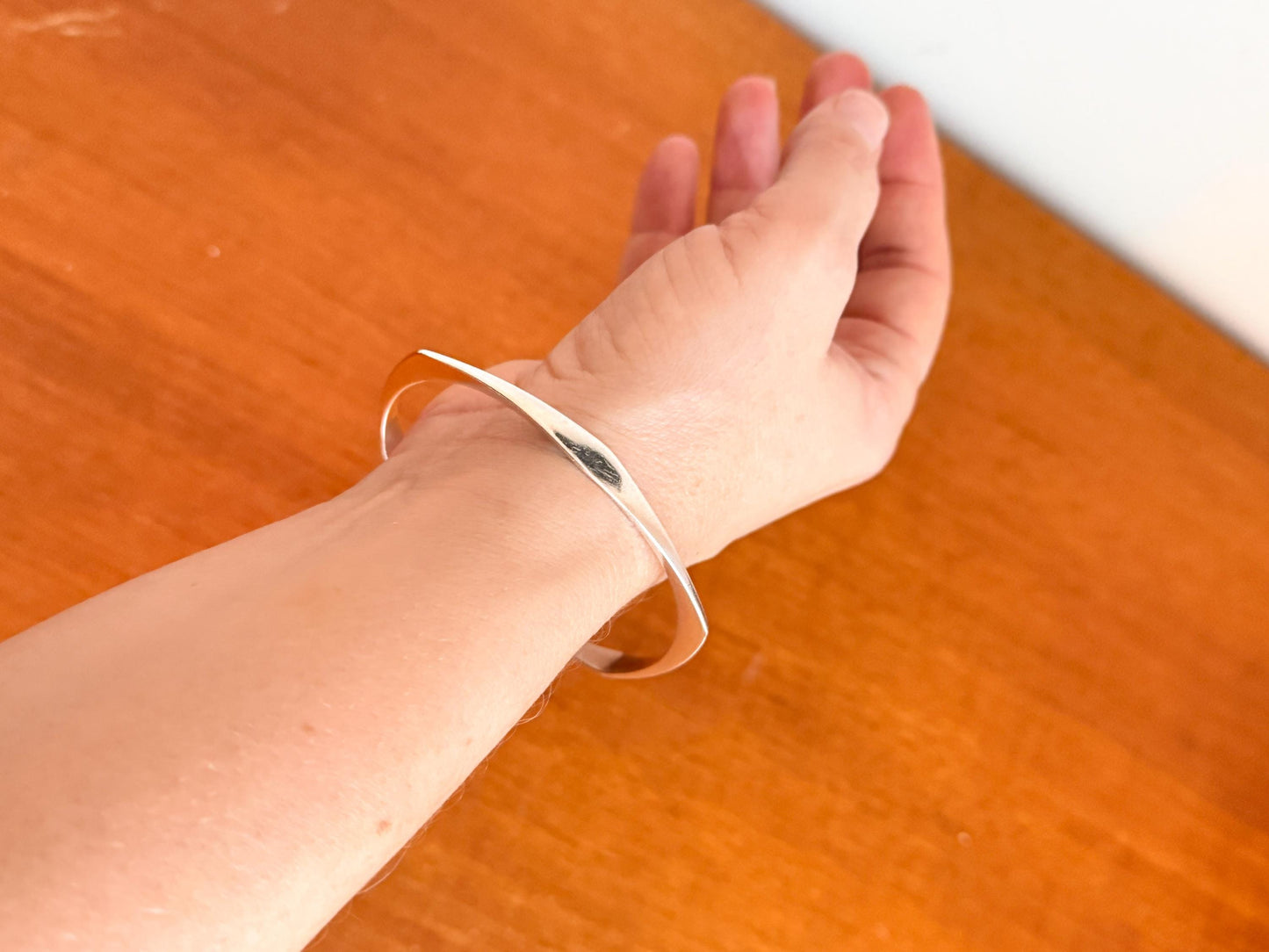 Vintage 800 Silver Bangle with PMD Mark | Scandinavian Modernist Style, Mid-Century
