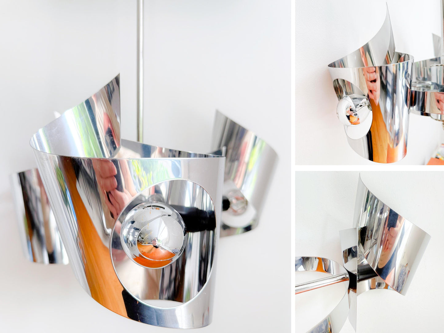 Vintage Space Age Chrome Pendant Lamp | Mid-Century Modern