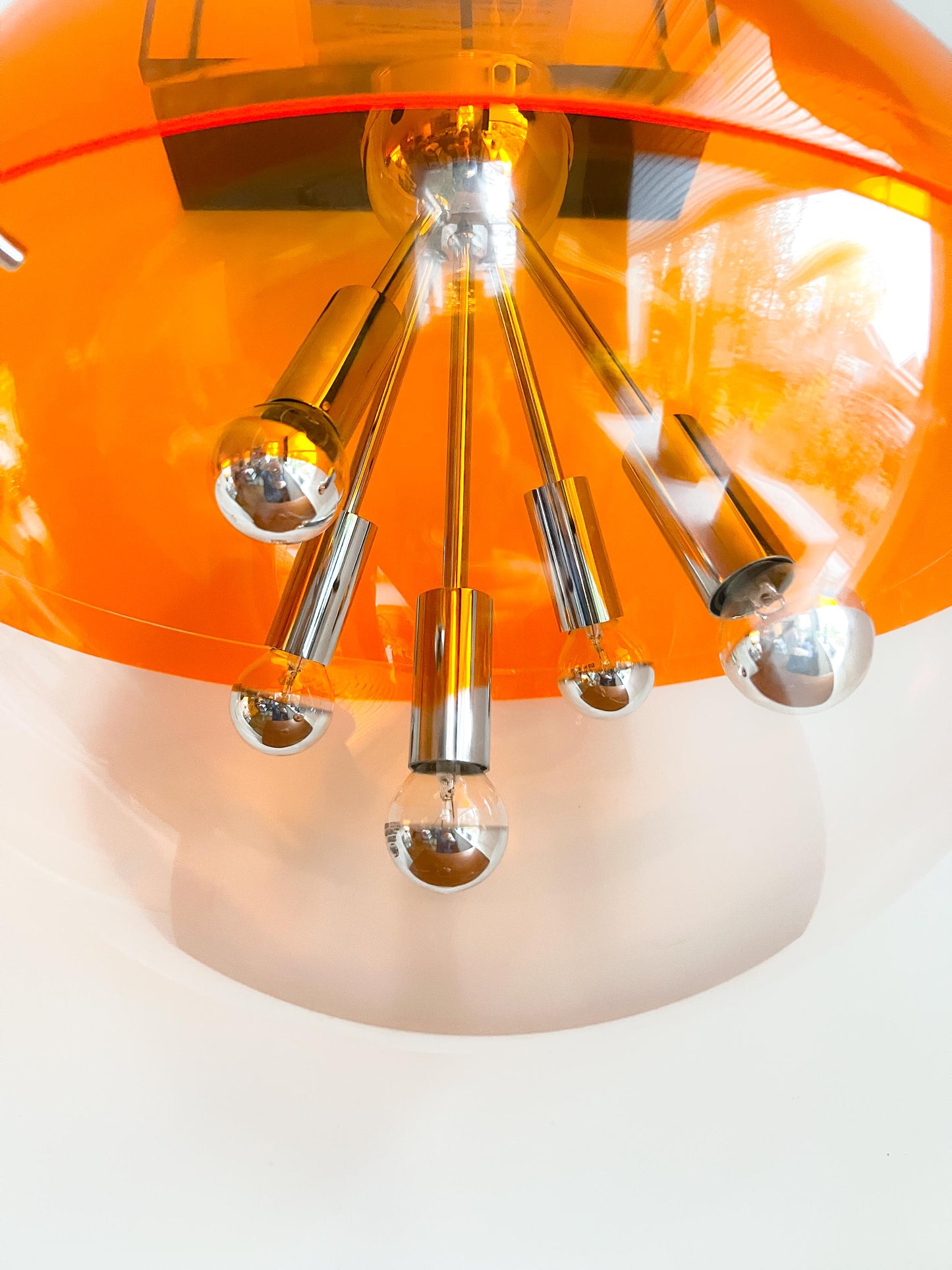Vintage XL Sphere Pendant Lamp Attributed to RAAK Amsterdam | Mid-Century Space Age, 1970s