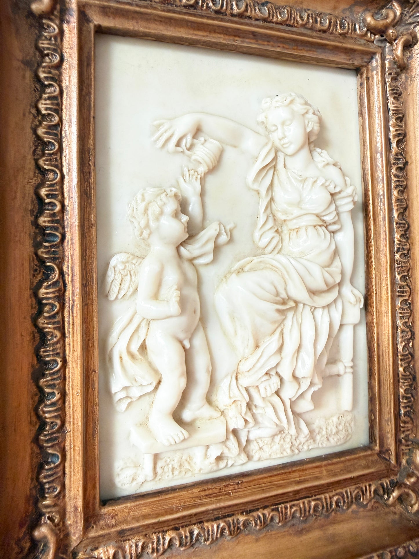 Vintage Framed Classical Figural Relief Wall Plaque | Rococo Revival, Mid–late 20th century