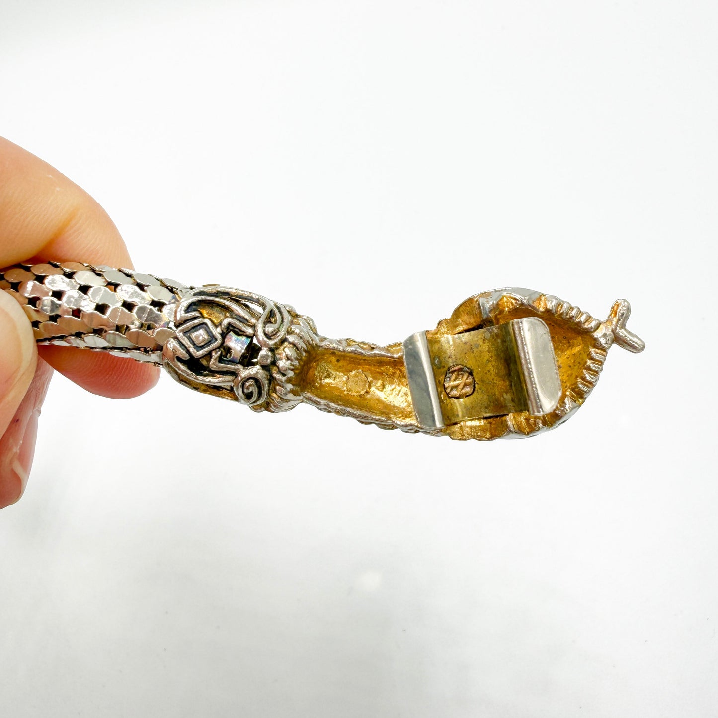 Vintage XL Snake Mesh Necklace attributed to DL Auld Co. | Sculptural Statement Jewelry, 1970/80s