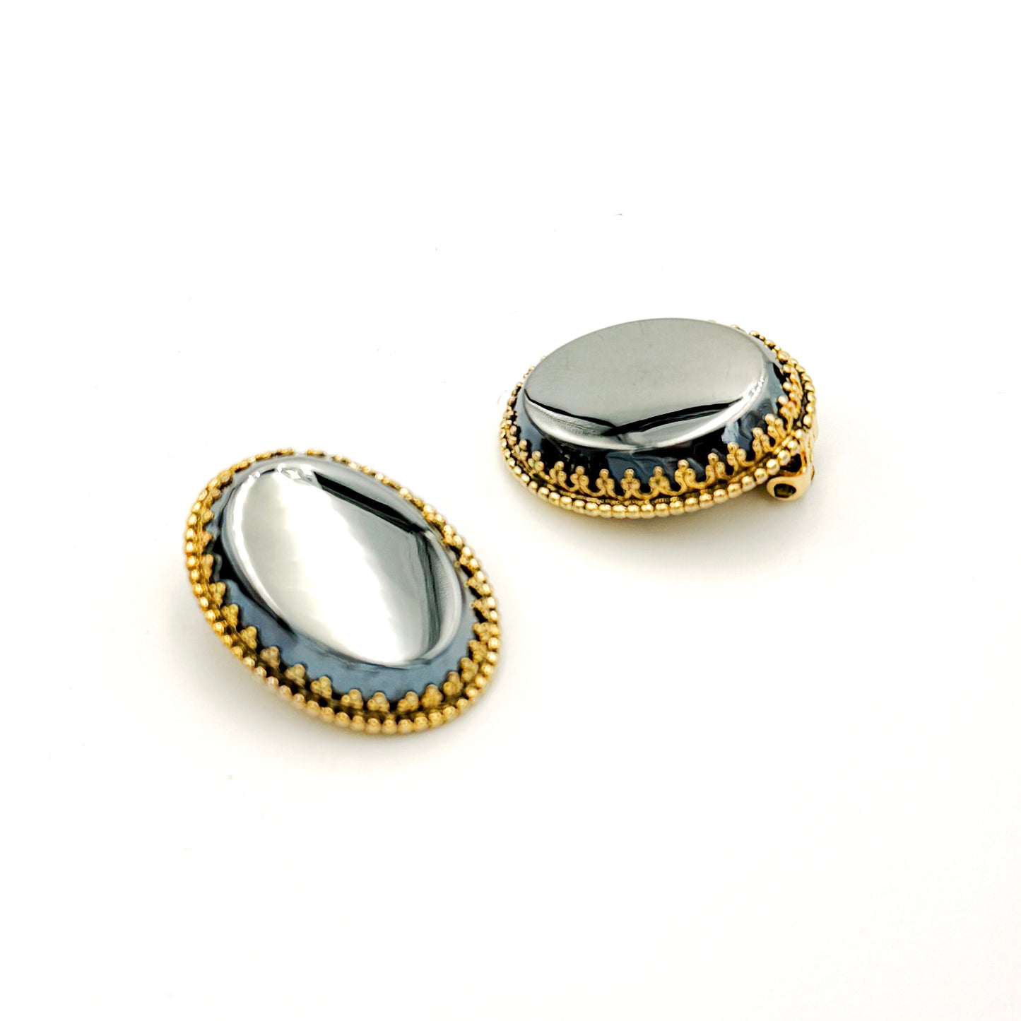 Whiting & Davis Hematite Clip-On Earrings | Vintage Glamour, Mid/Late 20th Century