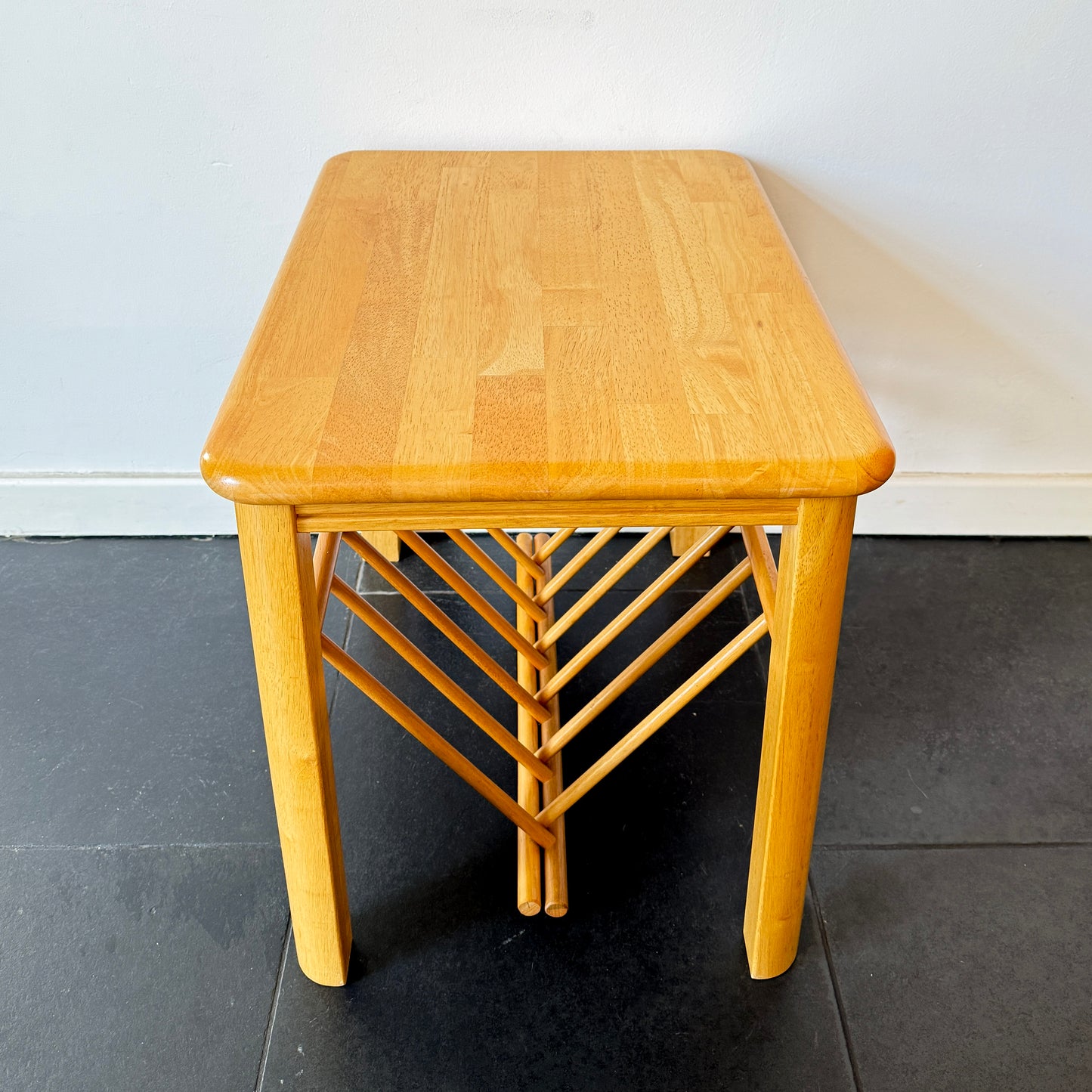 Vintage Wooden Side Table with Magazine Rack | Mid-Century Modern, Late 20th Century