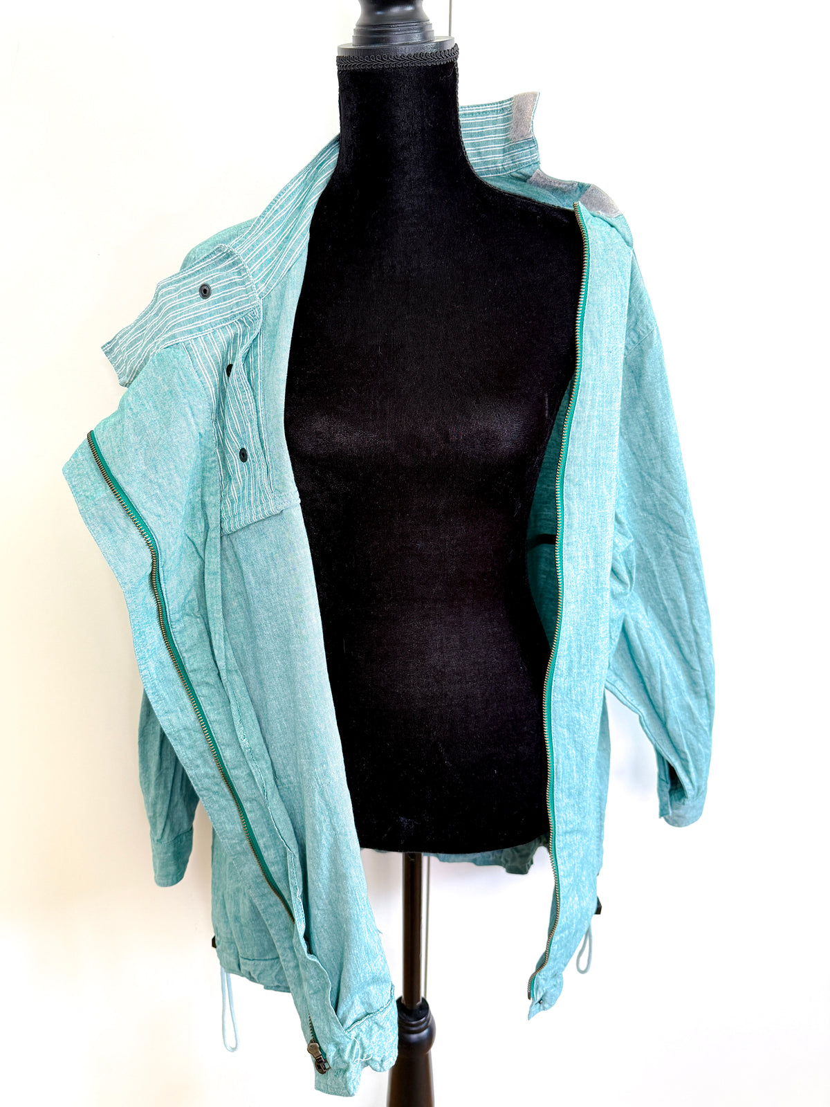 Vintage McGregor Sea Green Cotton Unisex Jacket with Asymmetric Zip | Vintage Sportswear, 1980/90s